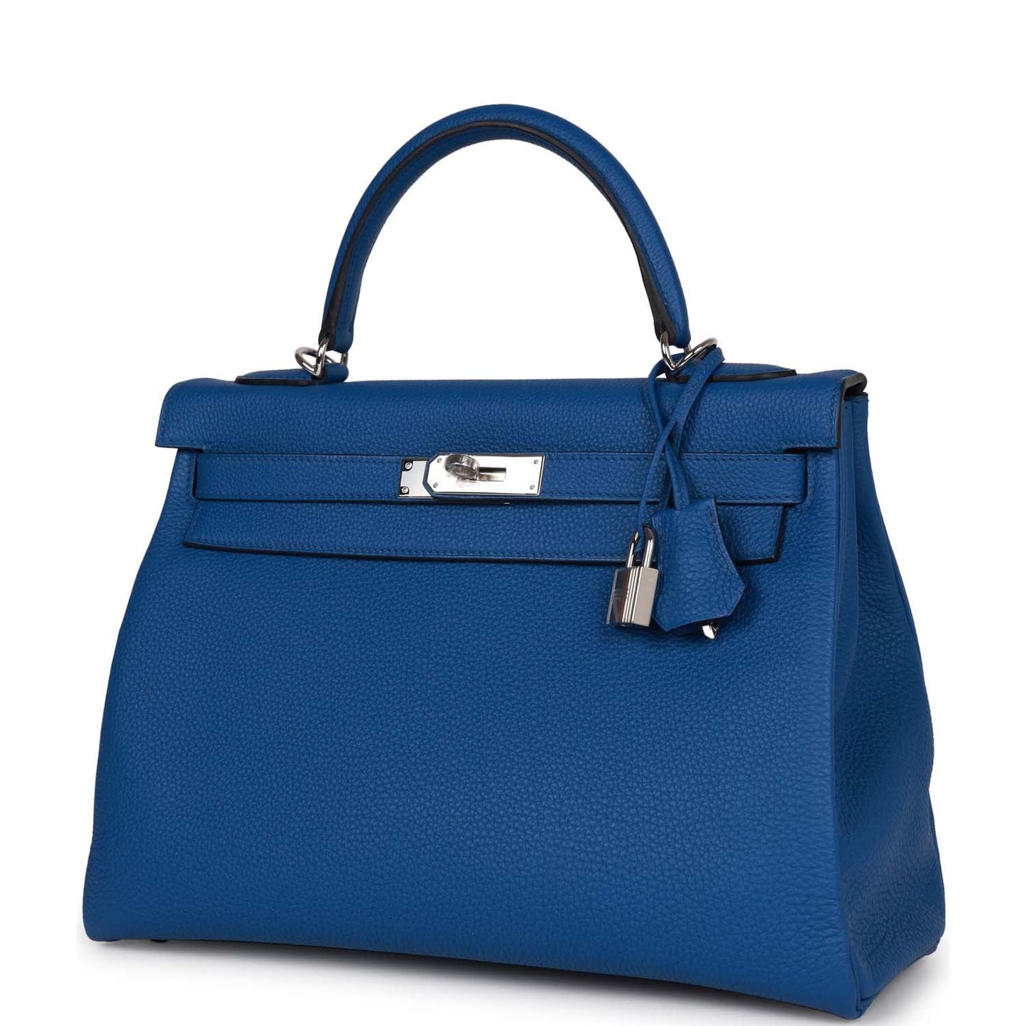 Luxury Hermes Kelly Retourne 32 Bleu France Togo Palladium Hardware