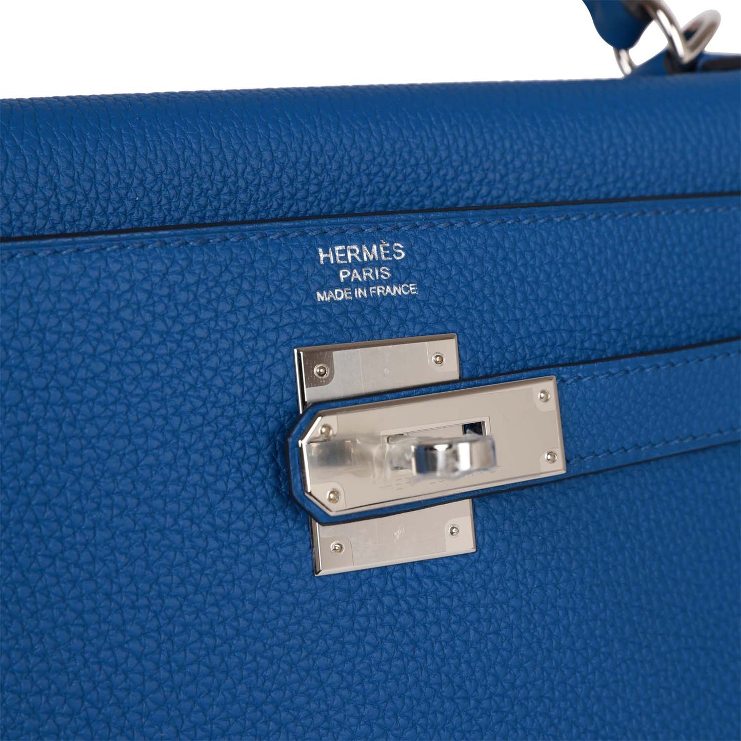Luxury Hermes Kelly Retourne 32 Bleu France Togo Palladium Hardware