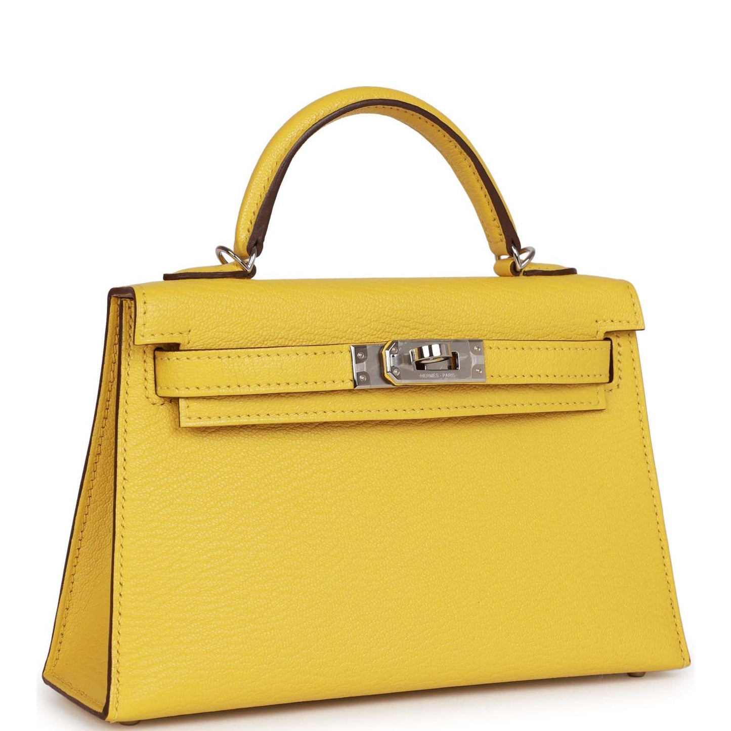 Luxury Hermes Kelly Sellier 20 Jaune de Naples Verso Chèvre Palladium Hardware