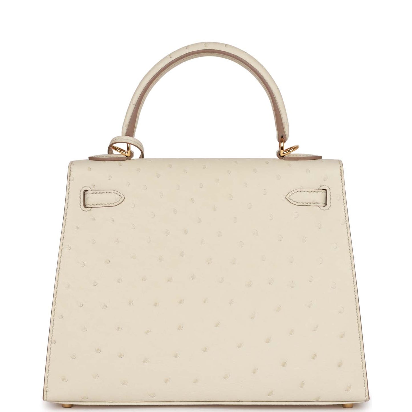 Luxury Hermes Kelly Sellier 25 Beton Ostrich Gold Hardware