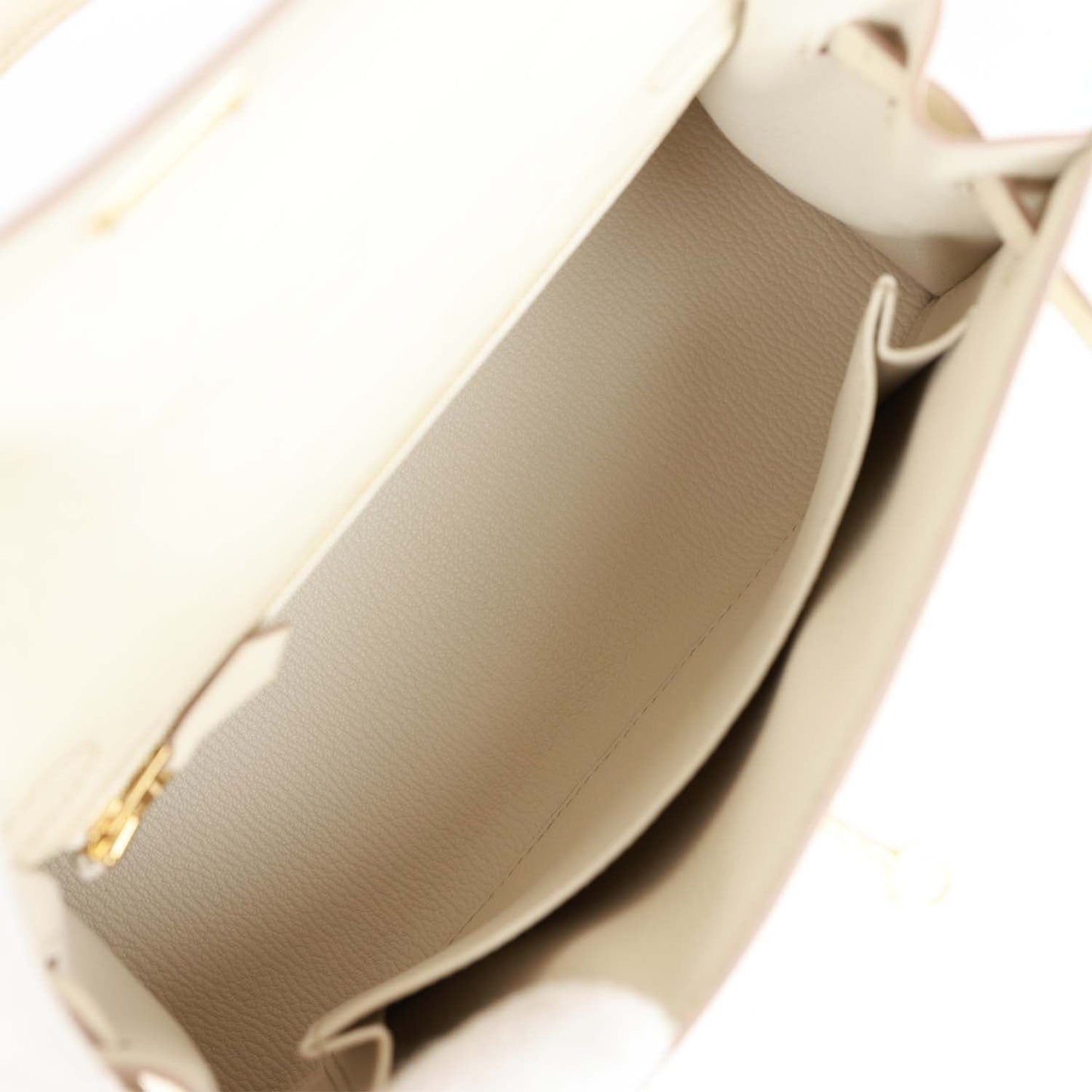 Luxury Hermes Kelly Sellier 25 Beton Ostrich Gold Hardware