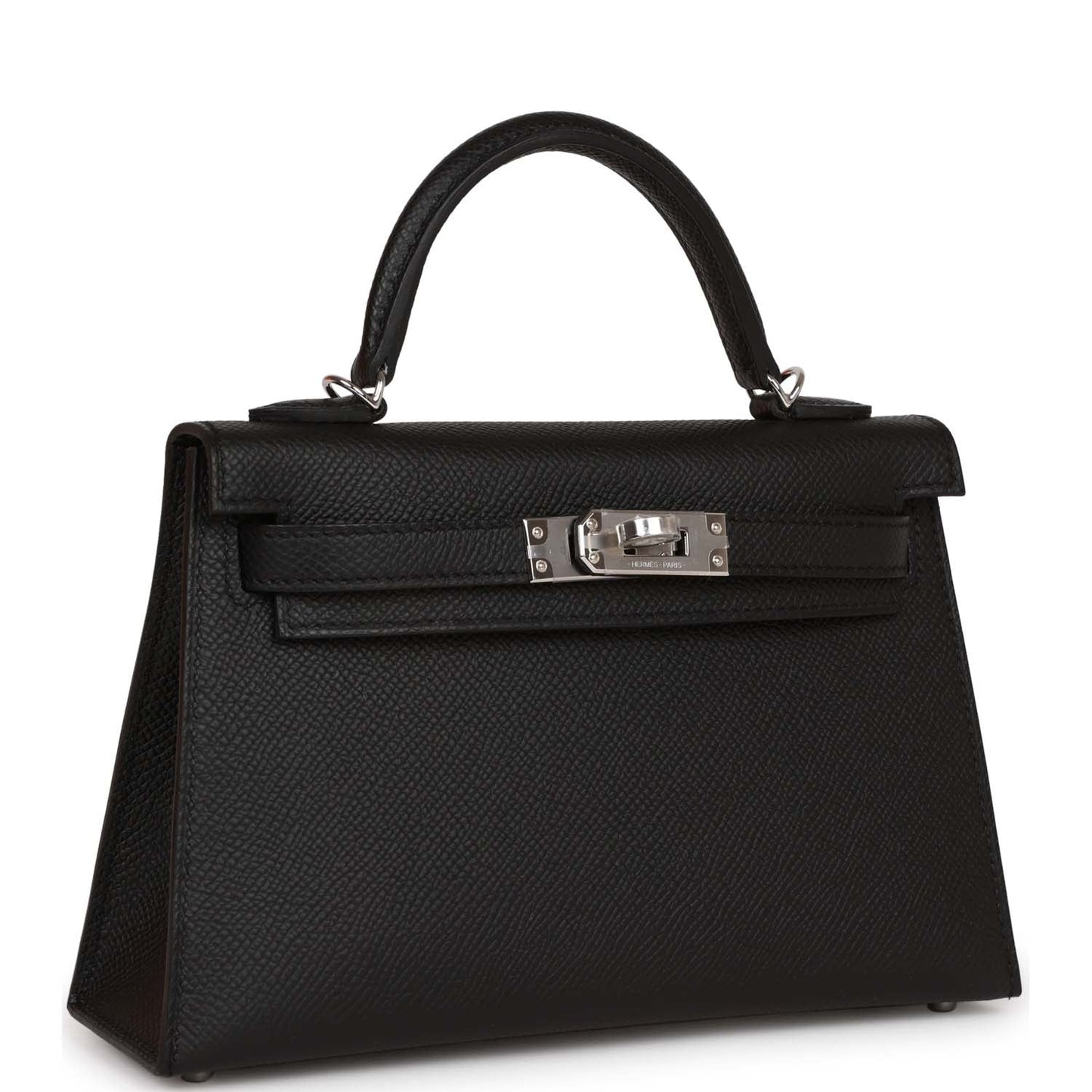 Luxury Hermes Kelly Sellier 20 Black Epsom Palladium Hardware