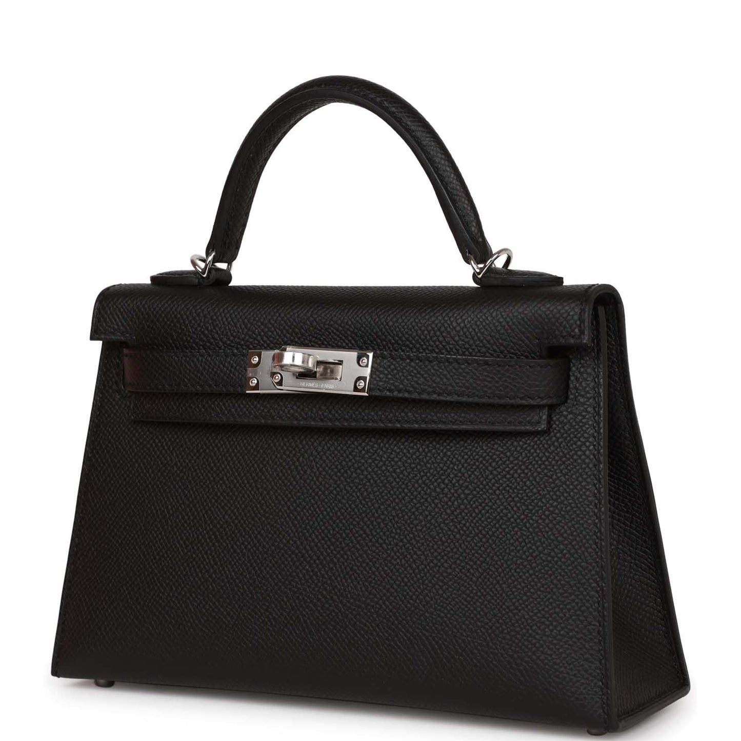 Luxury Hermes Kelly Sellier 20 Black Epsom Palladium Hardware