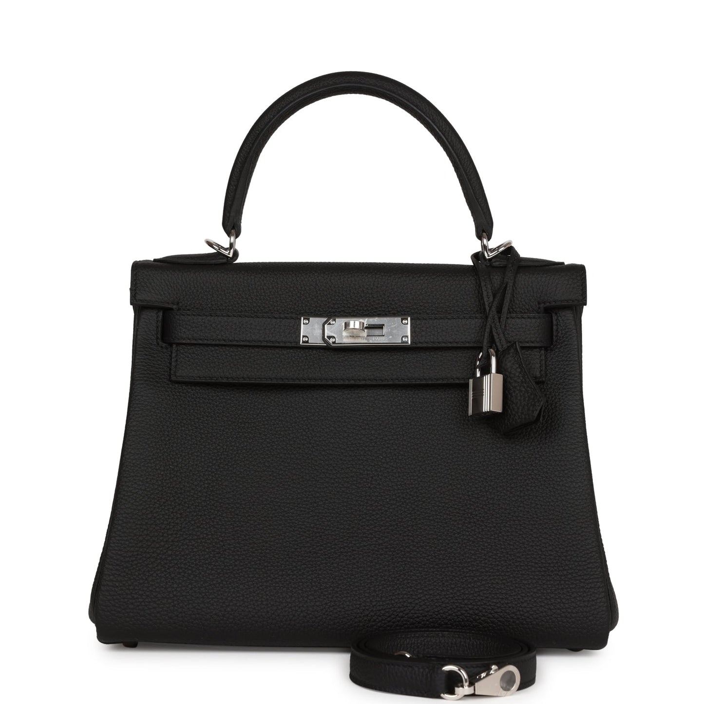 Luxury Hermes Kelly Retourne 28 Black Togo Palladium Hardware