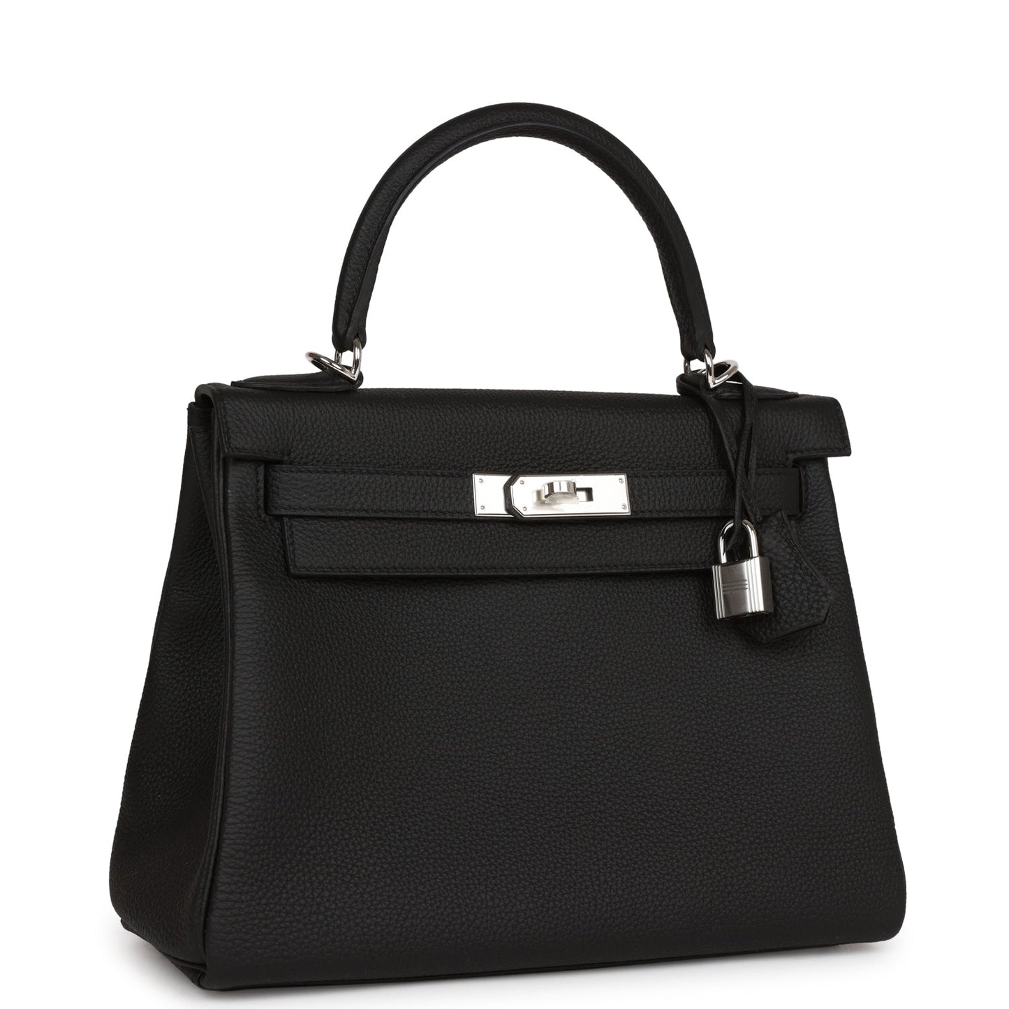 Luxury Hermes Kelly Retourne 28 Black Togo Palladium Hardware