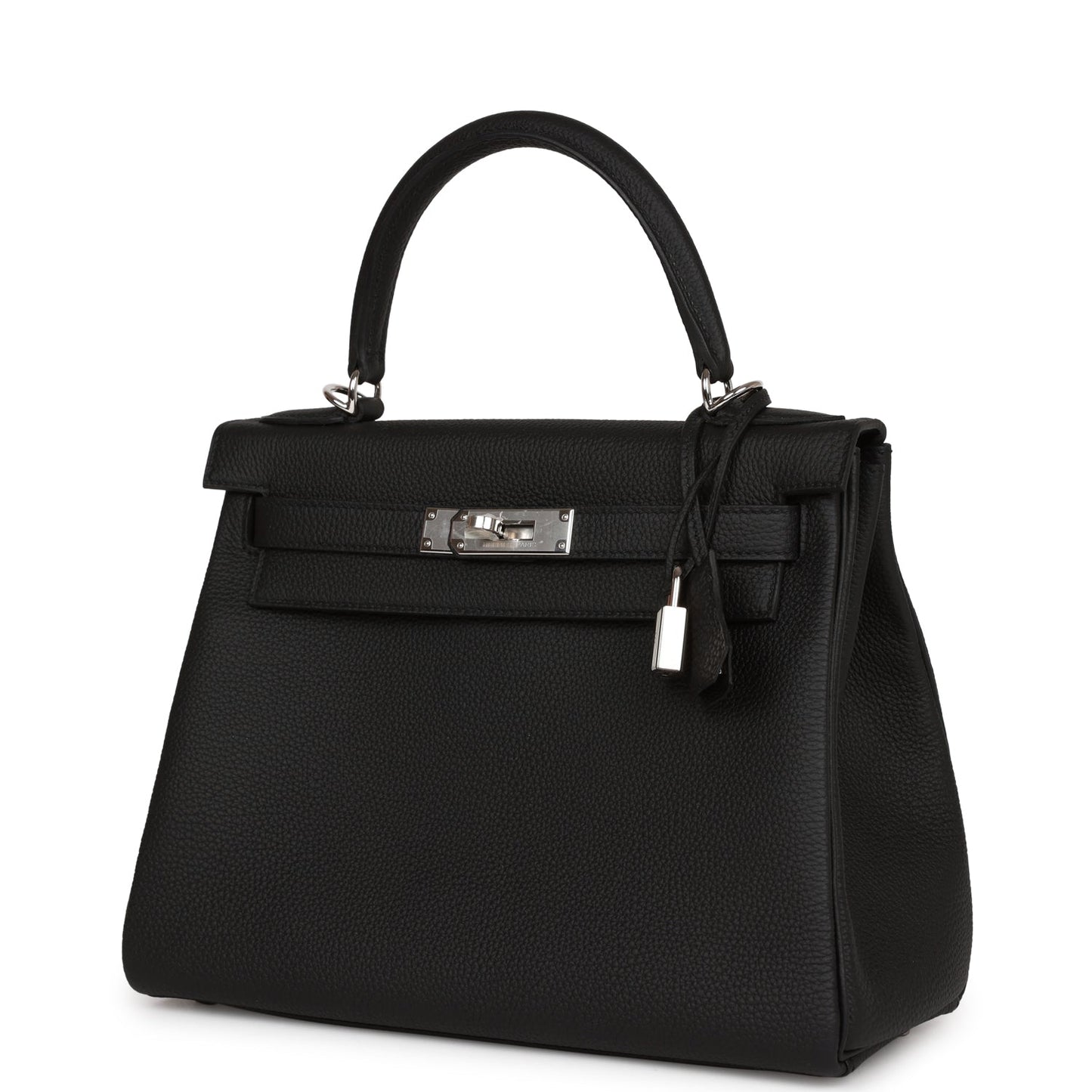 Luxury Hermes Kelly Retourne 28 Black Togo Palladium Hardware