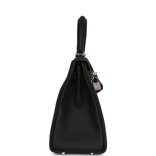 Luxury Hermes Kelly Retourne 28 Black Togo Palladium Hardware