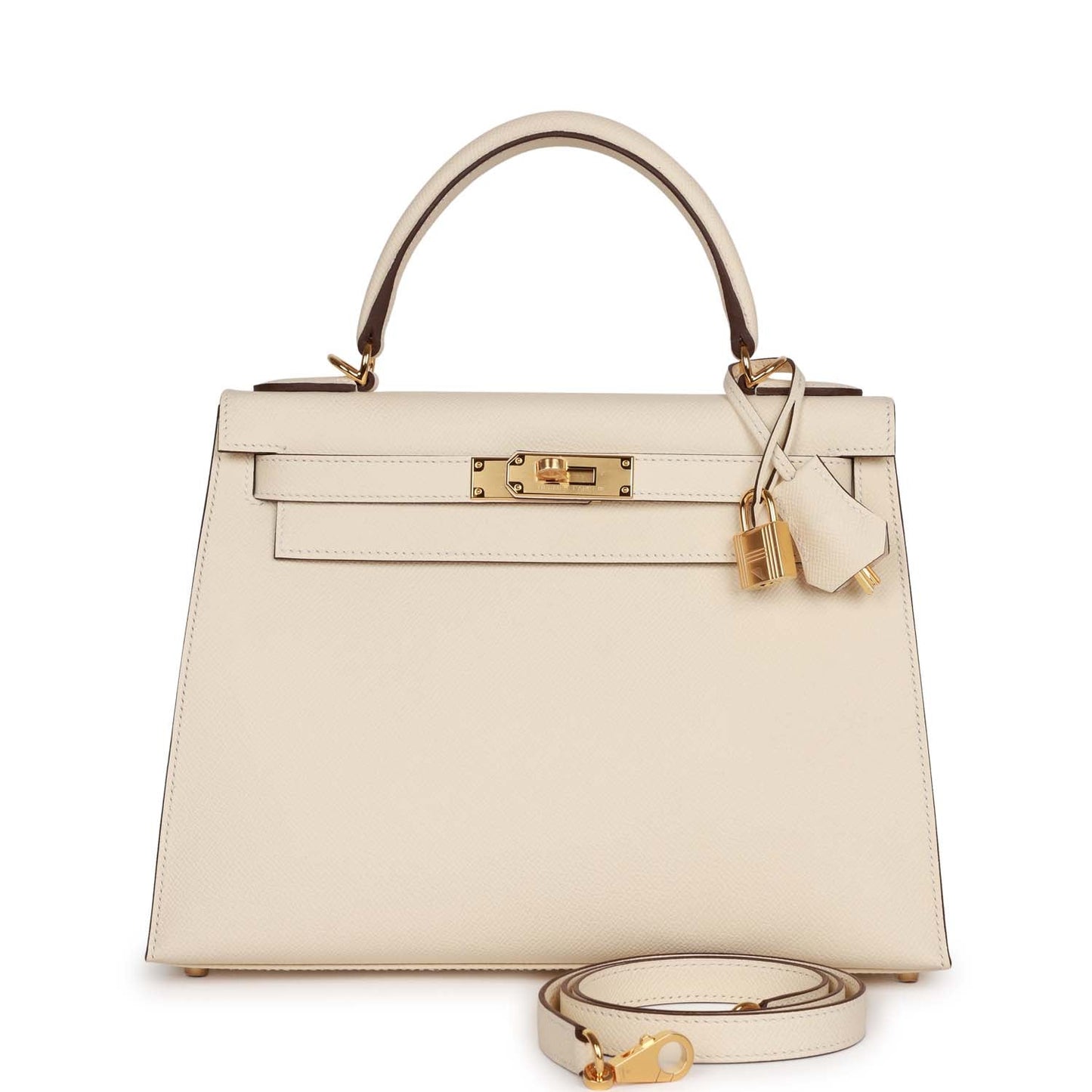 Luxury Hermes Kelly Sellier 28 Nata Epsom Gold Hardware