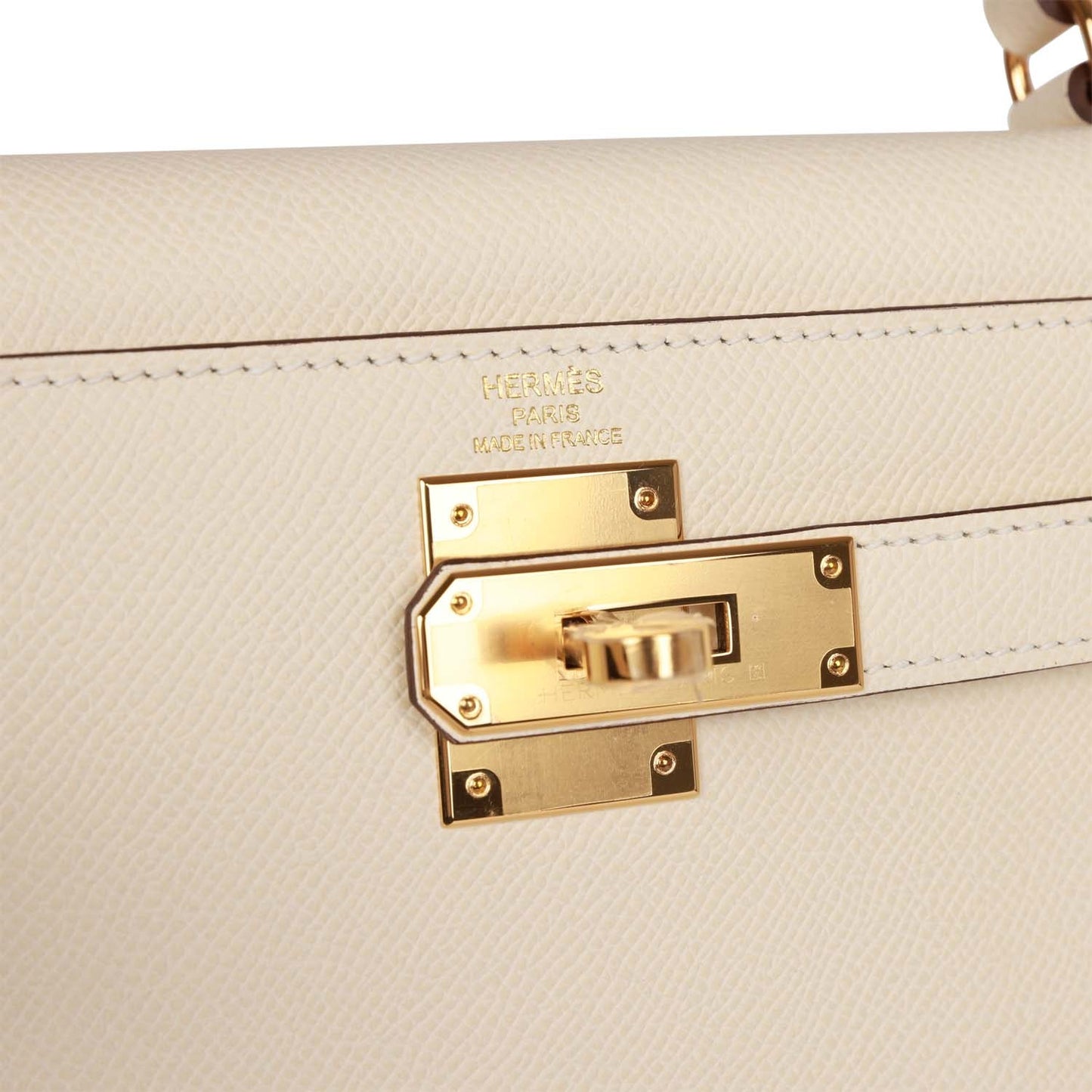 Luxury Hermes Kelly Sellier 28 Nata Epsom Gold Hardware