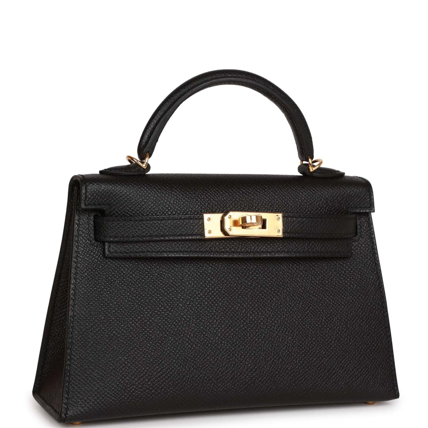 Luxury Hermes Kelly Sellier 20 Black Epsom Gold Hardware
