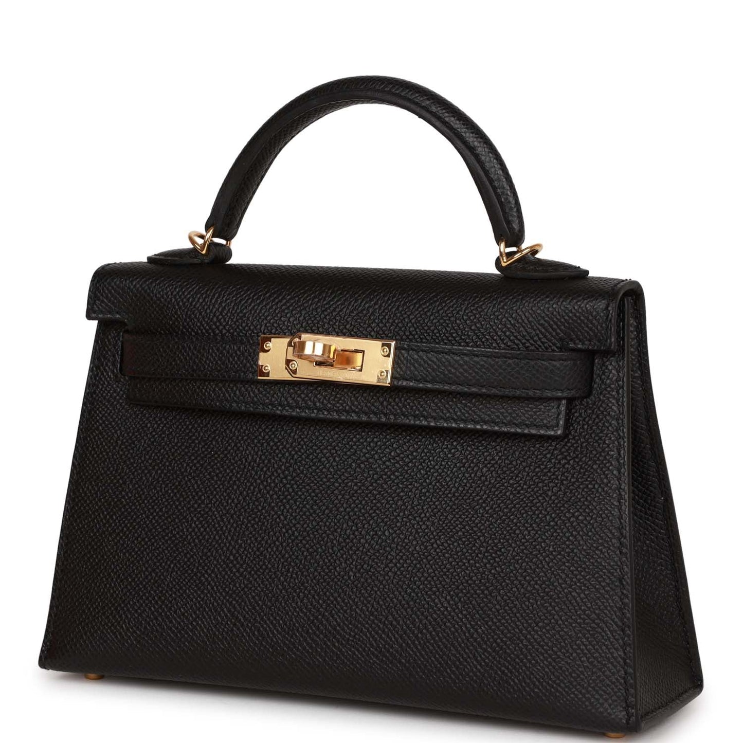 Luxury Hermes Kelly Sellier 20 Black Epsom Gold Hardware