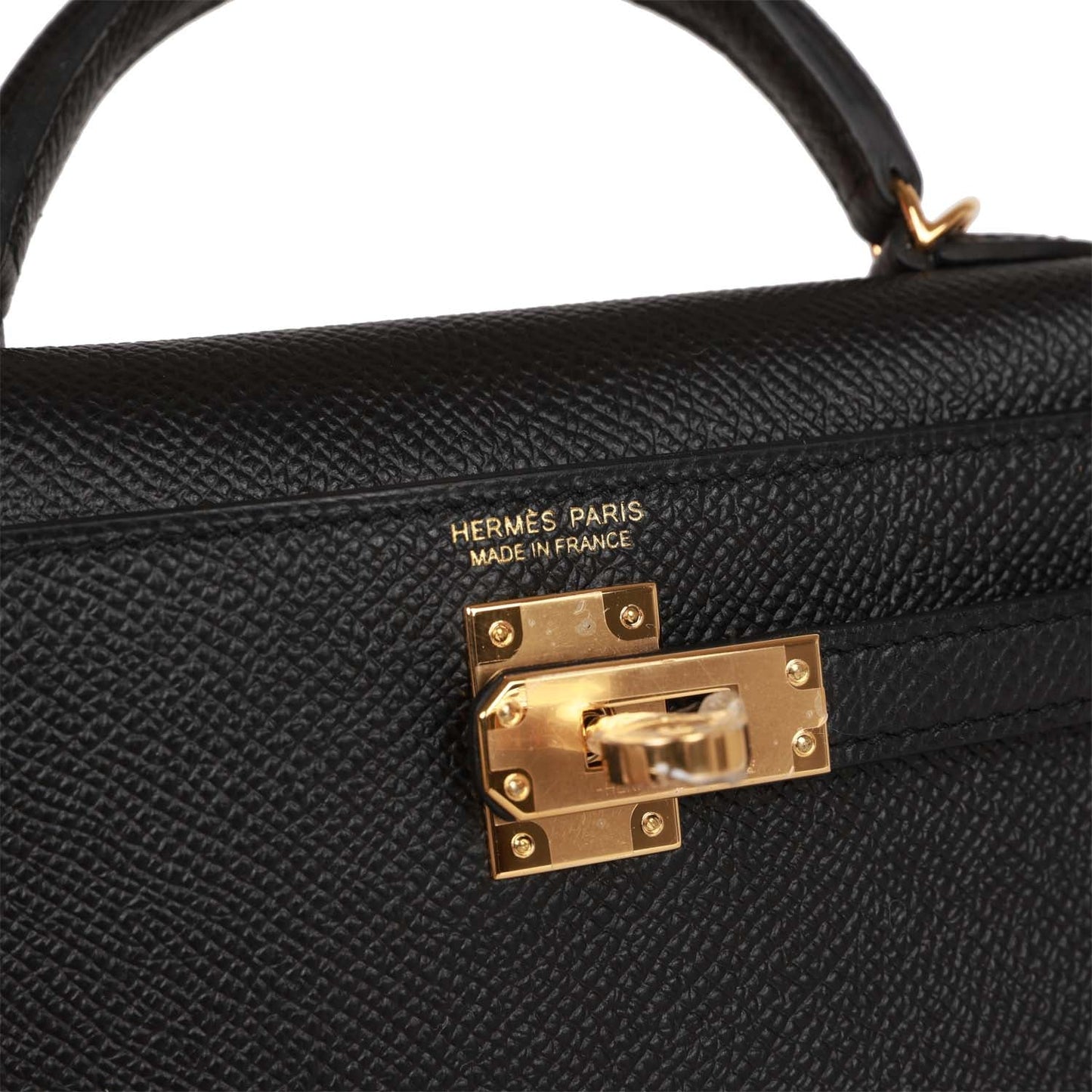 Luxury Hermes Kelly Sellier 20 Black Epsom Gold Hardware