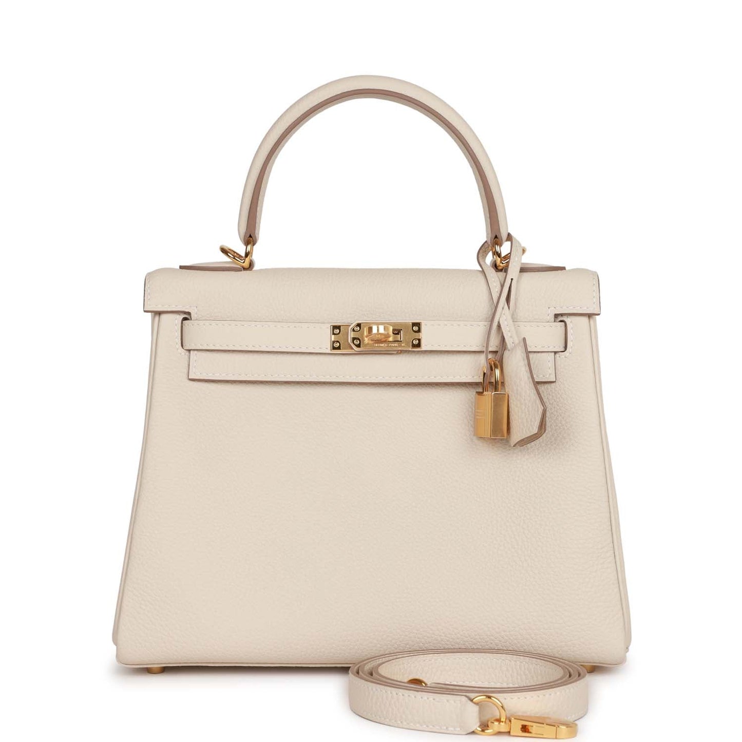 Luxury Hermes Kelly Retourne 25 Craie Togo Gold Hardware