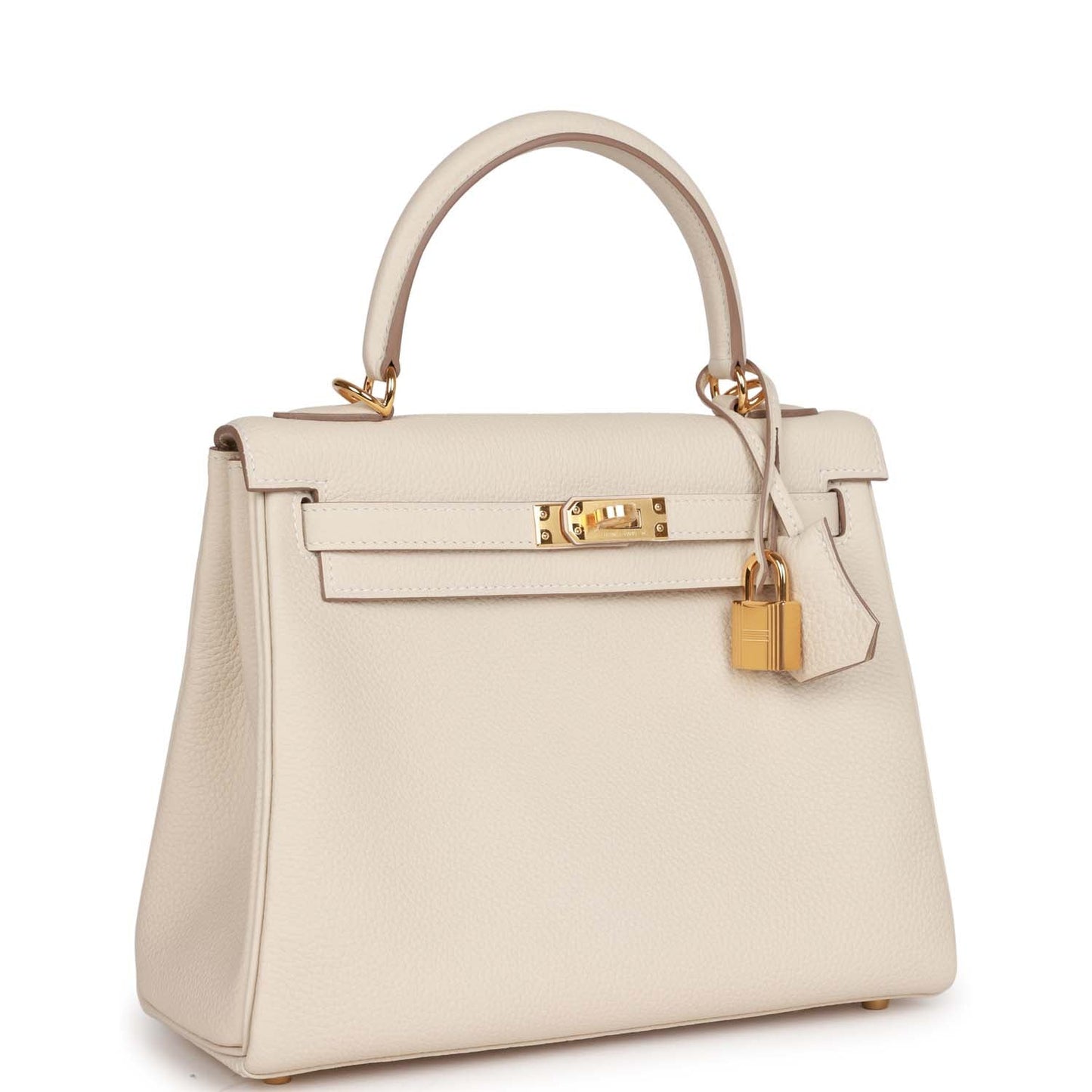 Luxury Hermes Kelly Retourne 25 Craie Togo Gold Hardware