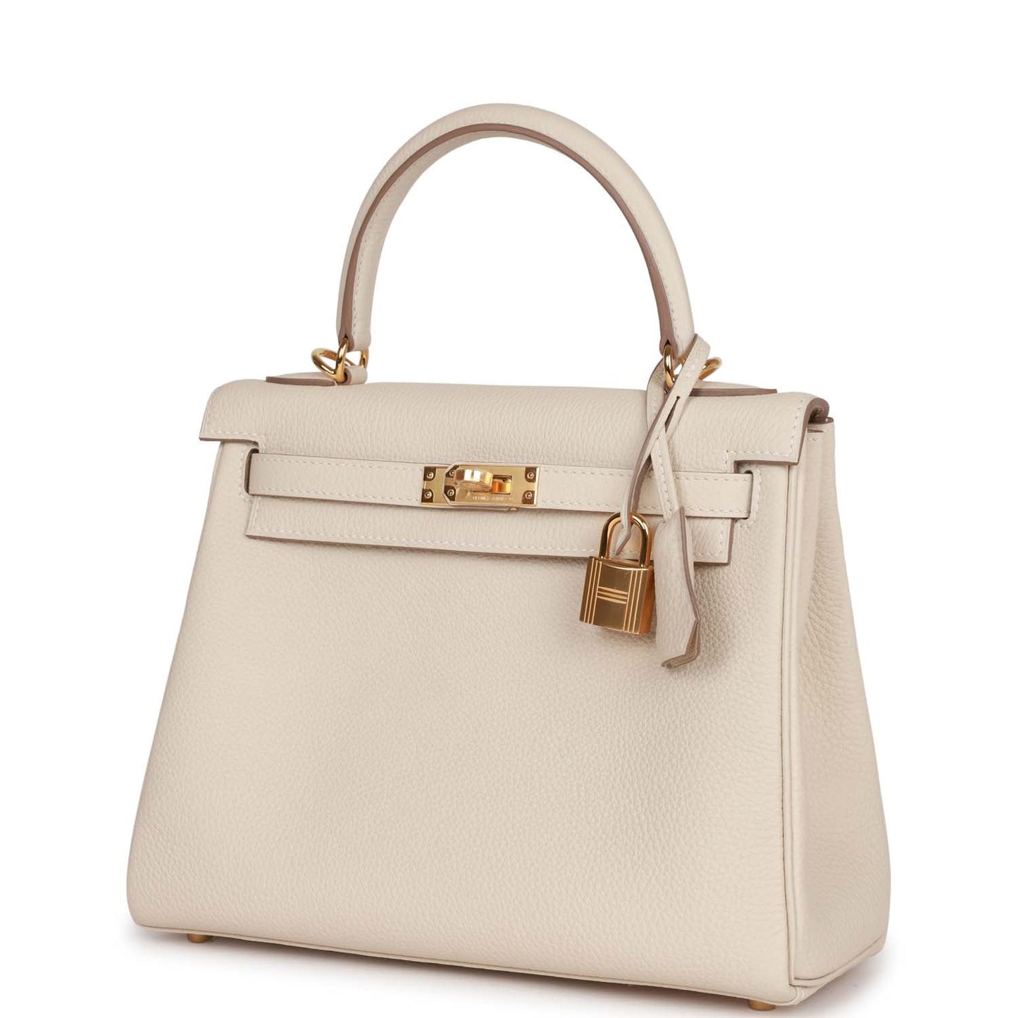 Luxury Hermes Kelly Retourne 25 Craie Togo Gold Hardware