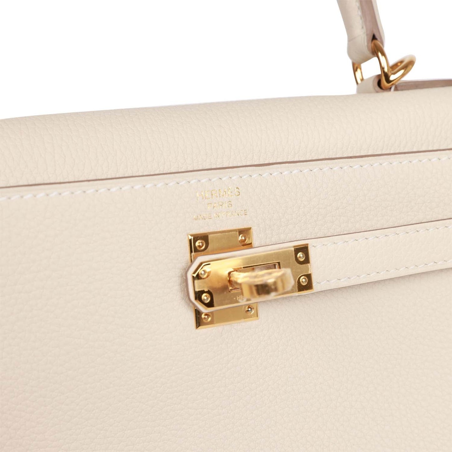 Luxury Hermes Kelly Retourne 25 Craie Togo Gold Hardware
