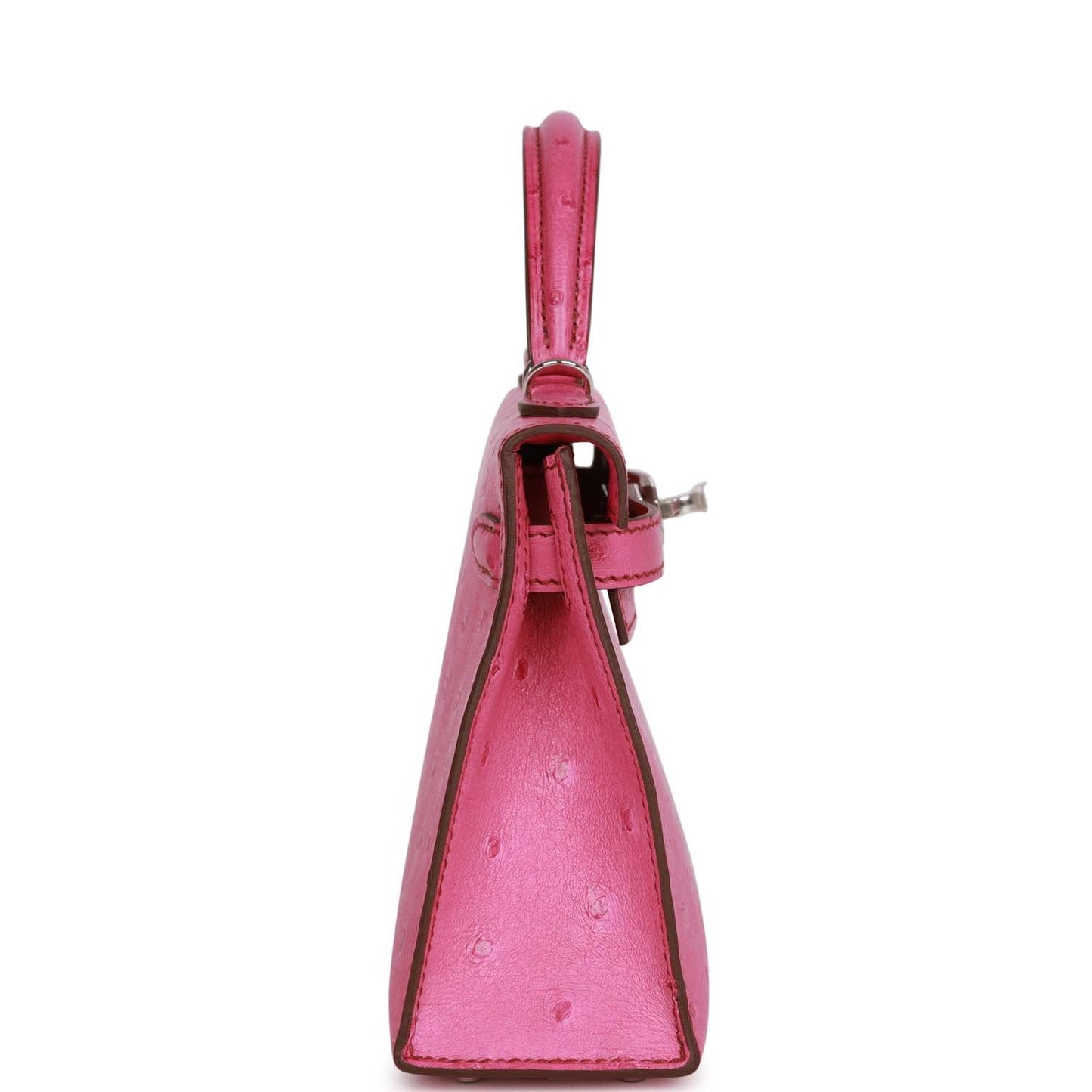 Luxury Hermes Kelly Sellier 20 Fuchsia Ostrich Palladium Hardware