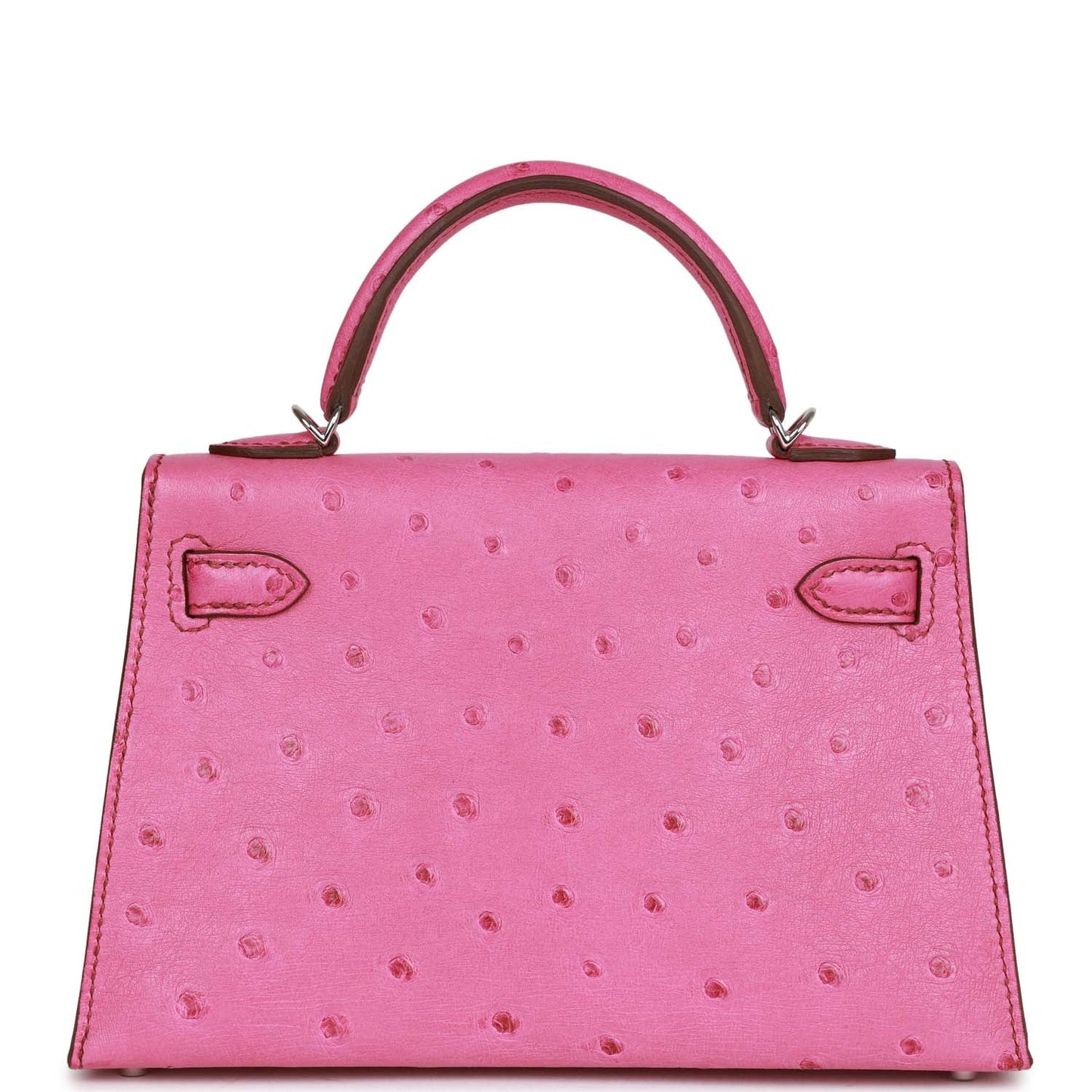 Luxury Hermes Kelly Sellier 20 Fuchsia Ostrich Palladium Hardware