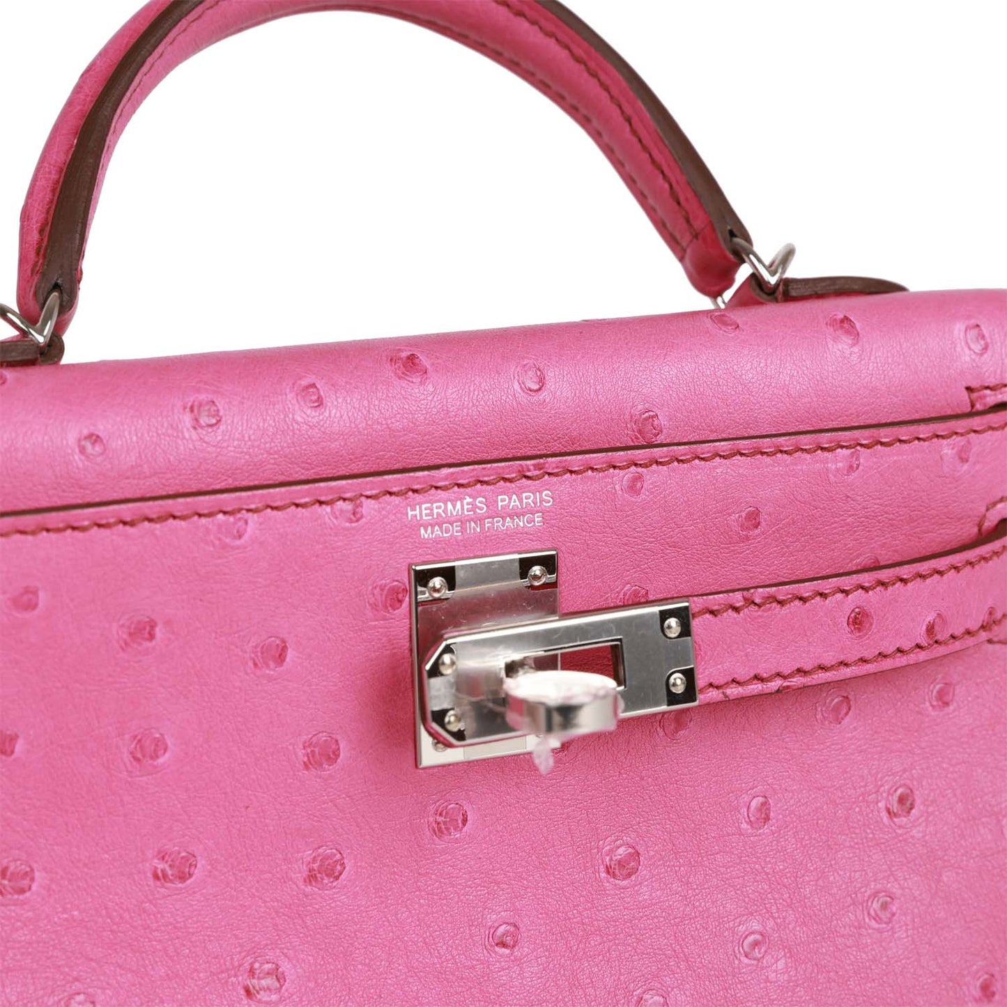 Luxury Hermes Kelly Sellier 20 Fuchsia Ostrich Palladium Hardware