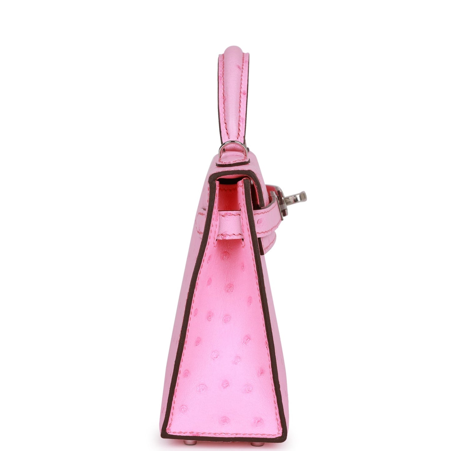 Luxury Hermes Kelly Sellier 20 Bubblegum Ostrich Palladium Hardware