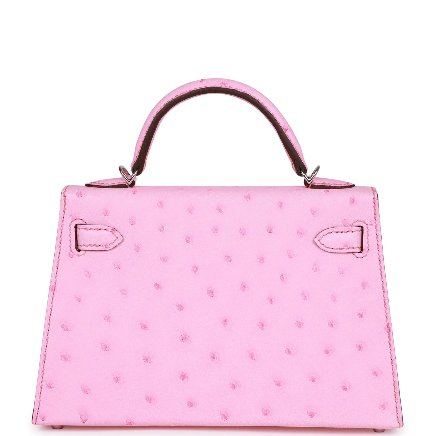 Luxury Hermes Kelly Sellier 20 Bubblegum Ostrich Palladium Hardware