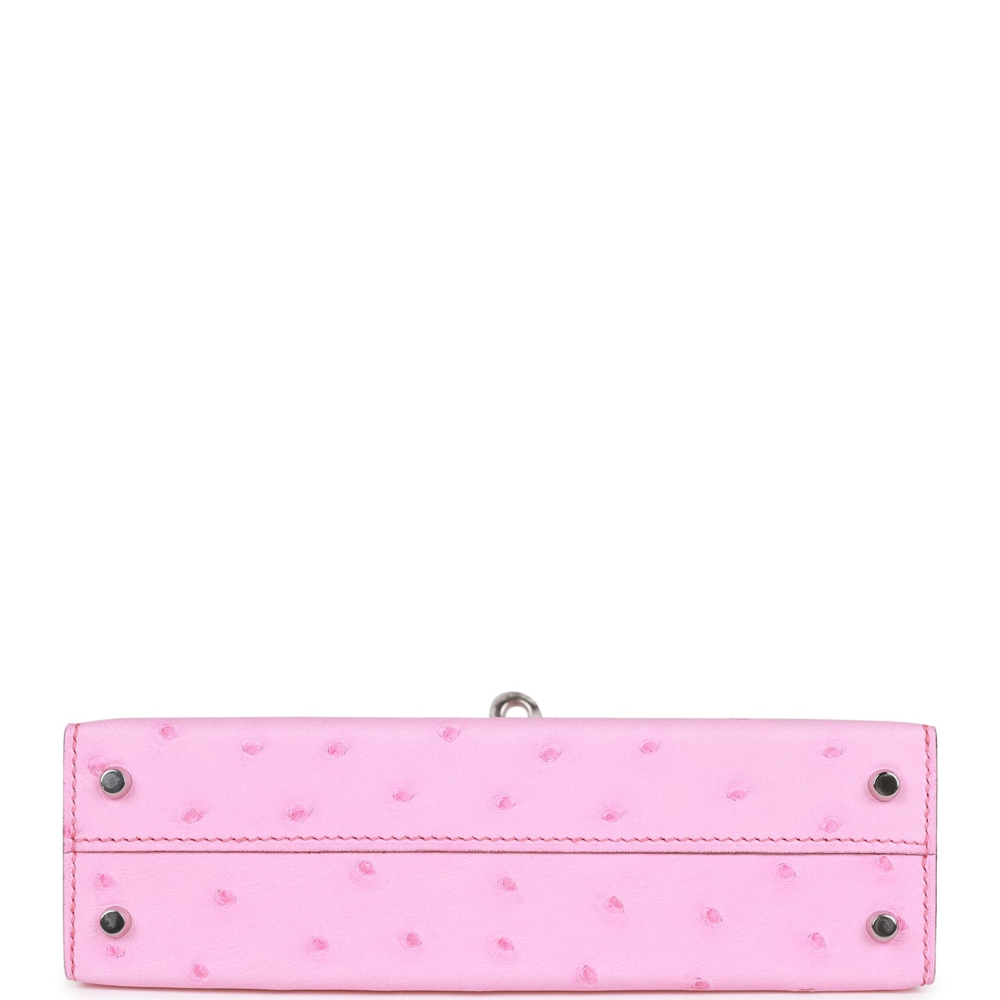 Luxury Hermes Kelly Sellier 20 Bubblegum Ostrich Palladium Hardware