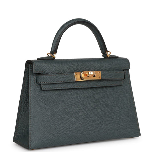 Luxury Hermes Kelly Sellier 20 Bleu Orage Epsom Gold Hardware