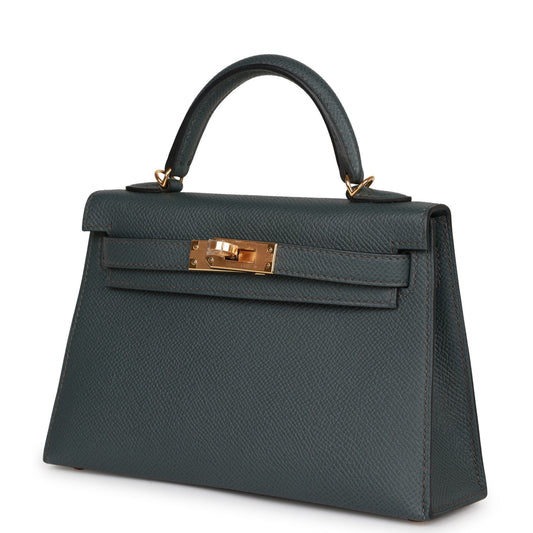 Luxury Hermes Kelly Sellier 20 Bleu Orage Epsom Gold Hardware
