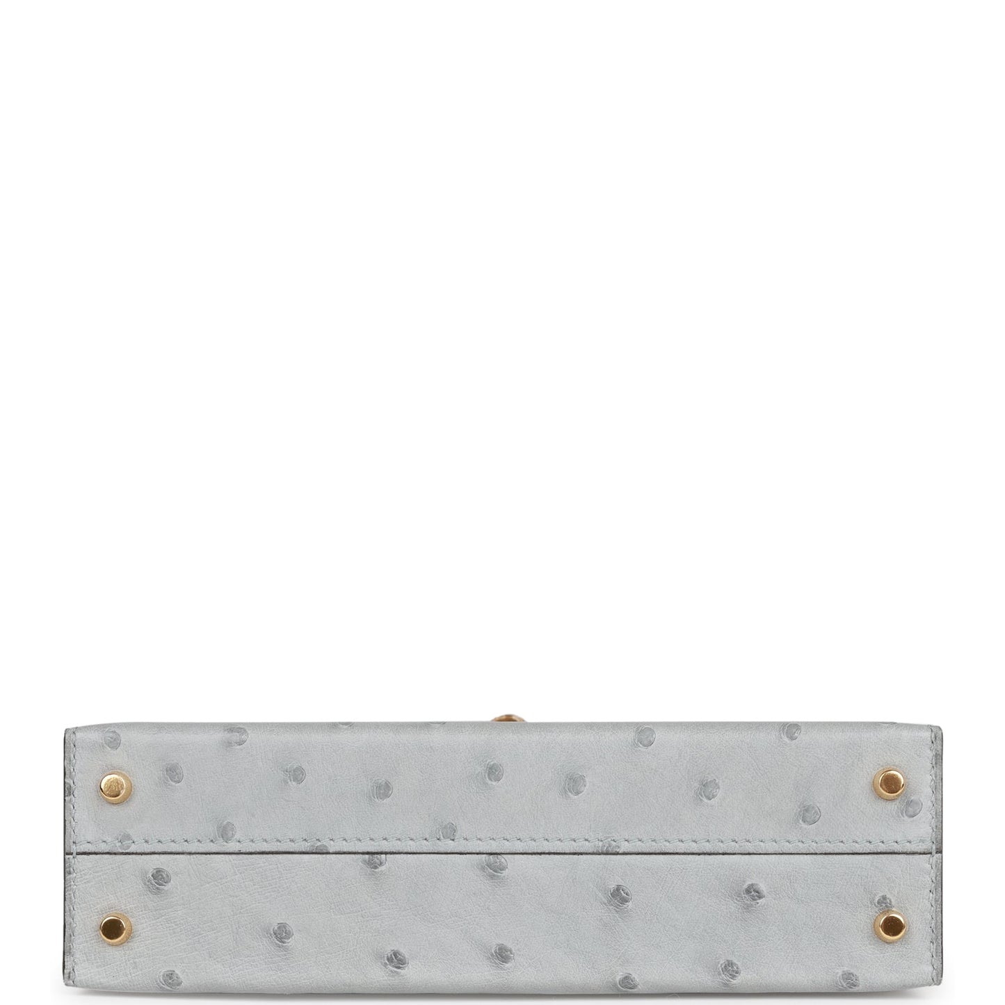 Luxury Hermes Kelly Sellier 20 Bleu Glacier Ostrich Gold Hardware