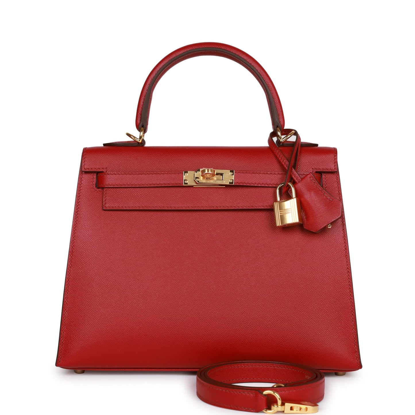 Luxury Hermes Kelly Sellier 25 Rubis Madame Gold Hardware
