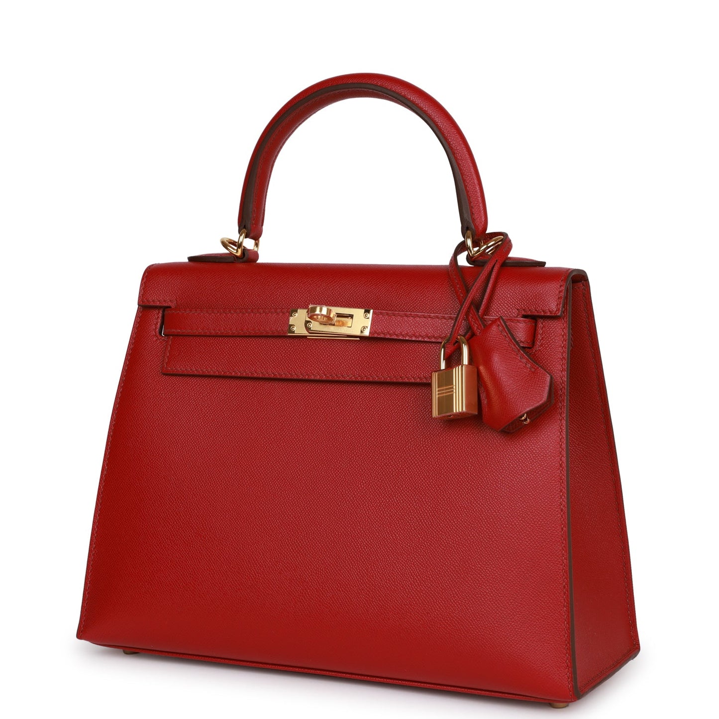 Luxury Hermes Kelly Sellier 25 Rubis Madame Gold Hardware