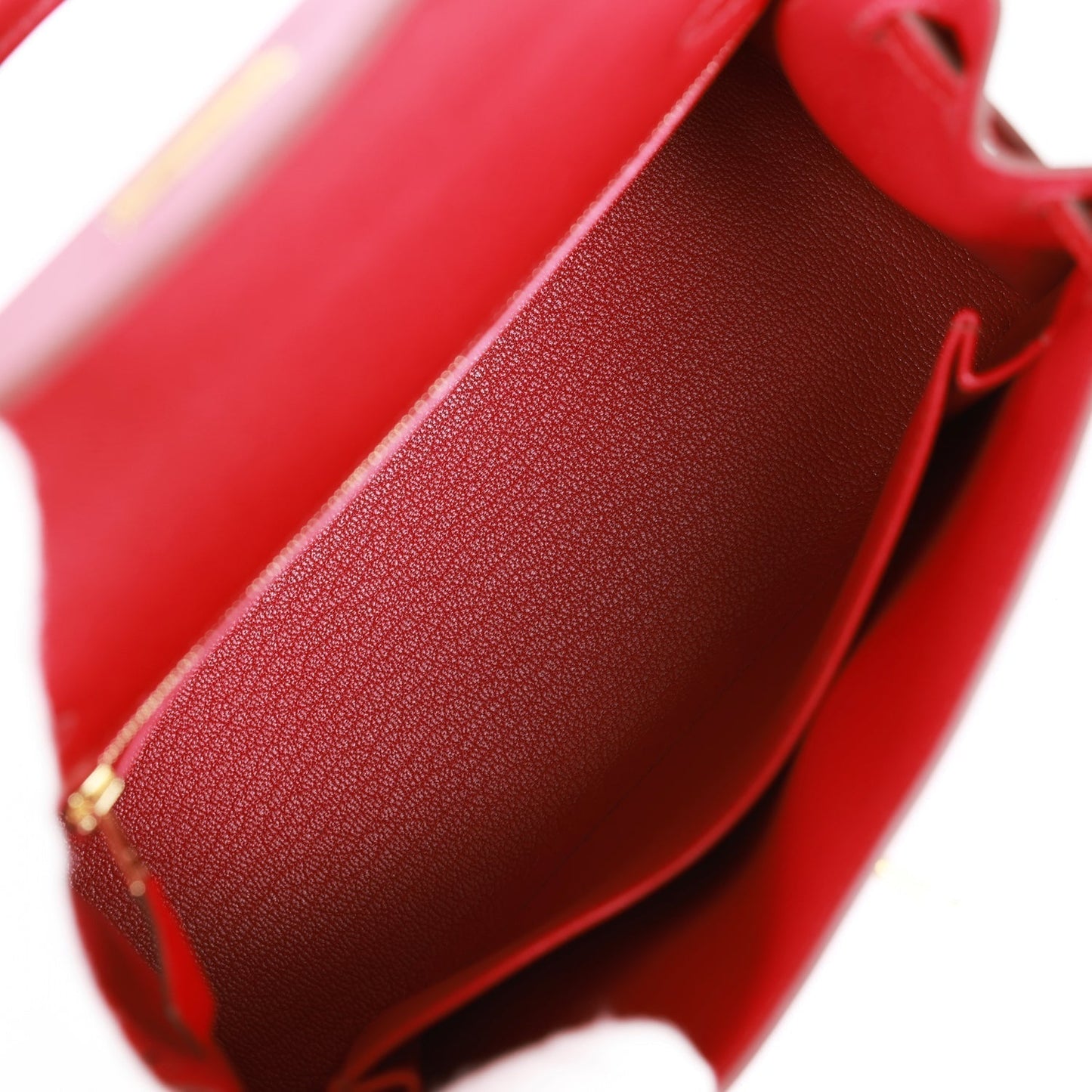 Luxury Hermes Kelly Sellier 25 Rubis Madame Gold Hardware