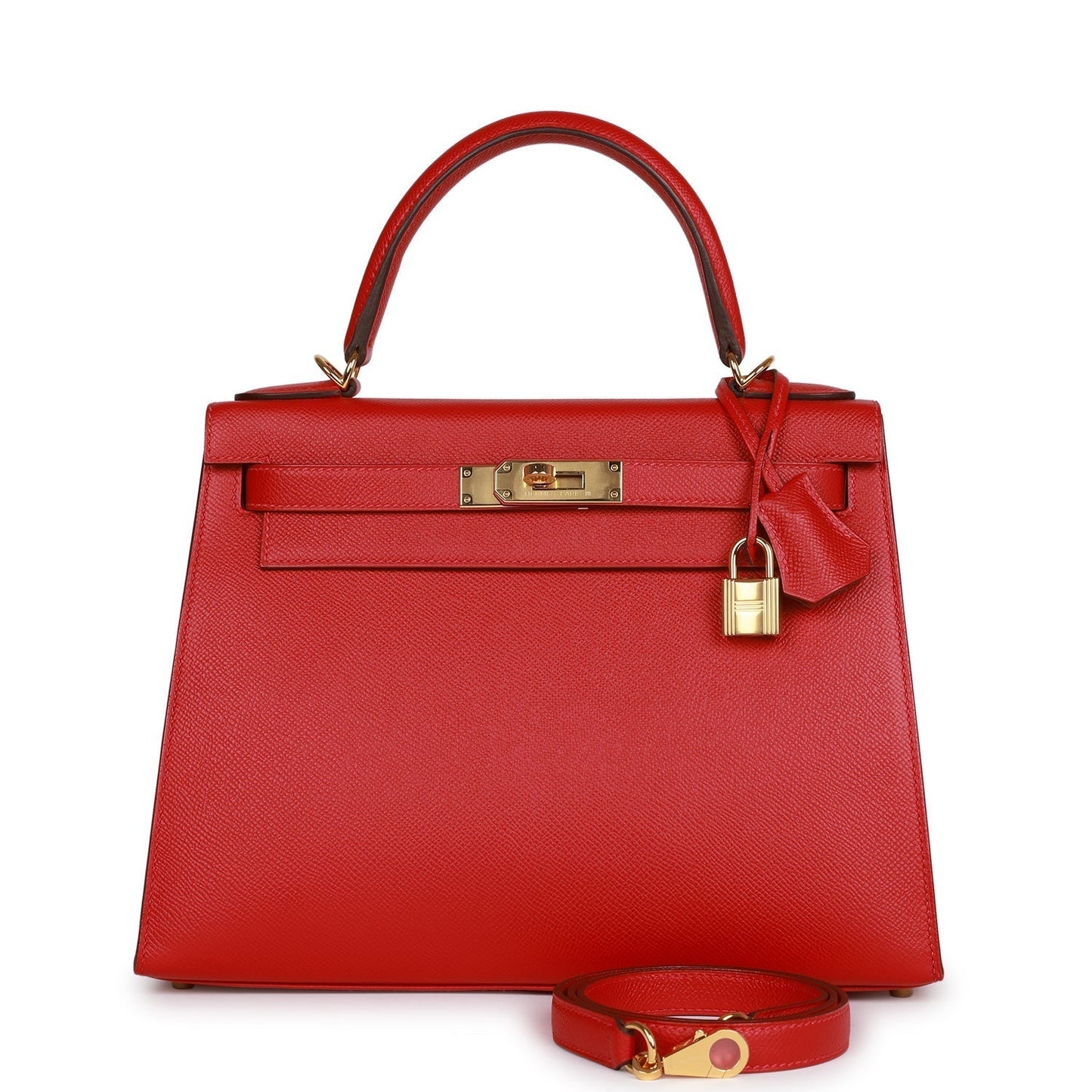 Luxury Hermes Kelly Sellier 28 Rouge Casaque Epsom Gold Hardware