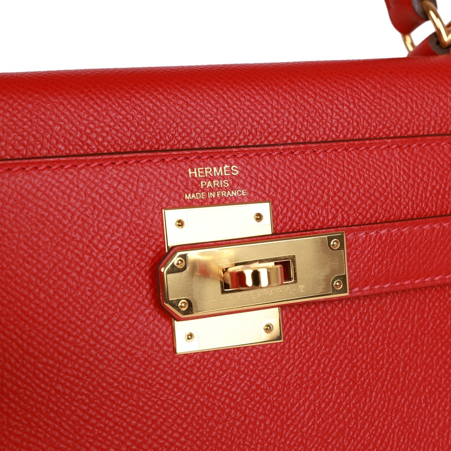 Luxury Hermes Kelly Sellier 28 Rouge Casaque Epsom Gold Hardware