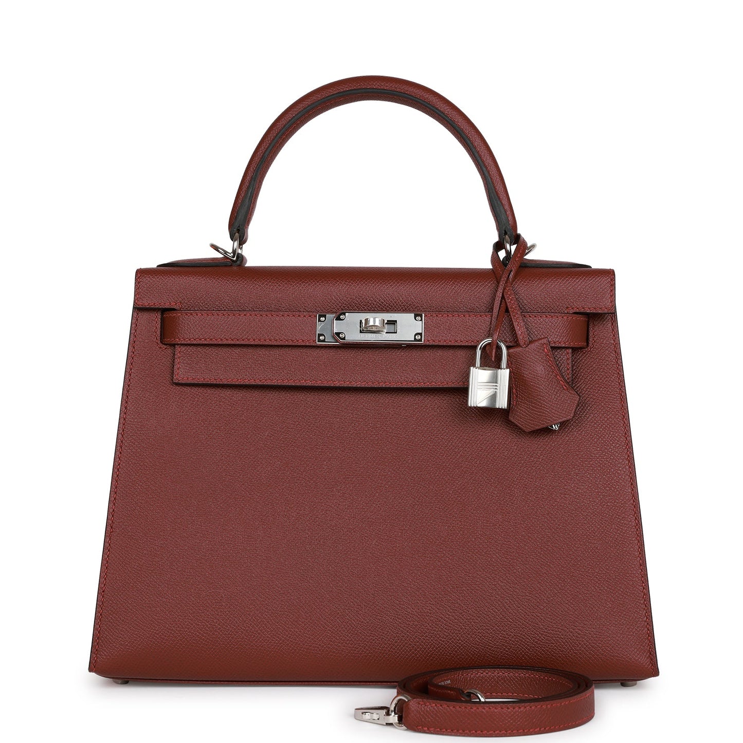 Luxury Hermes Kelly Sellier 28 Rouge H Epsom Palladium Hardware