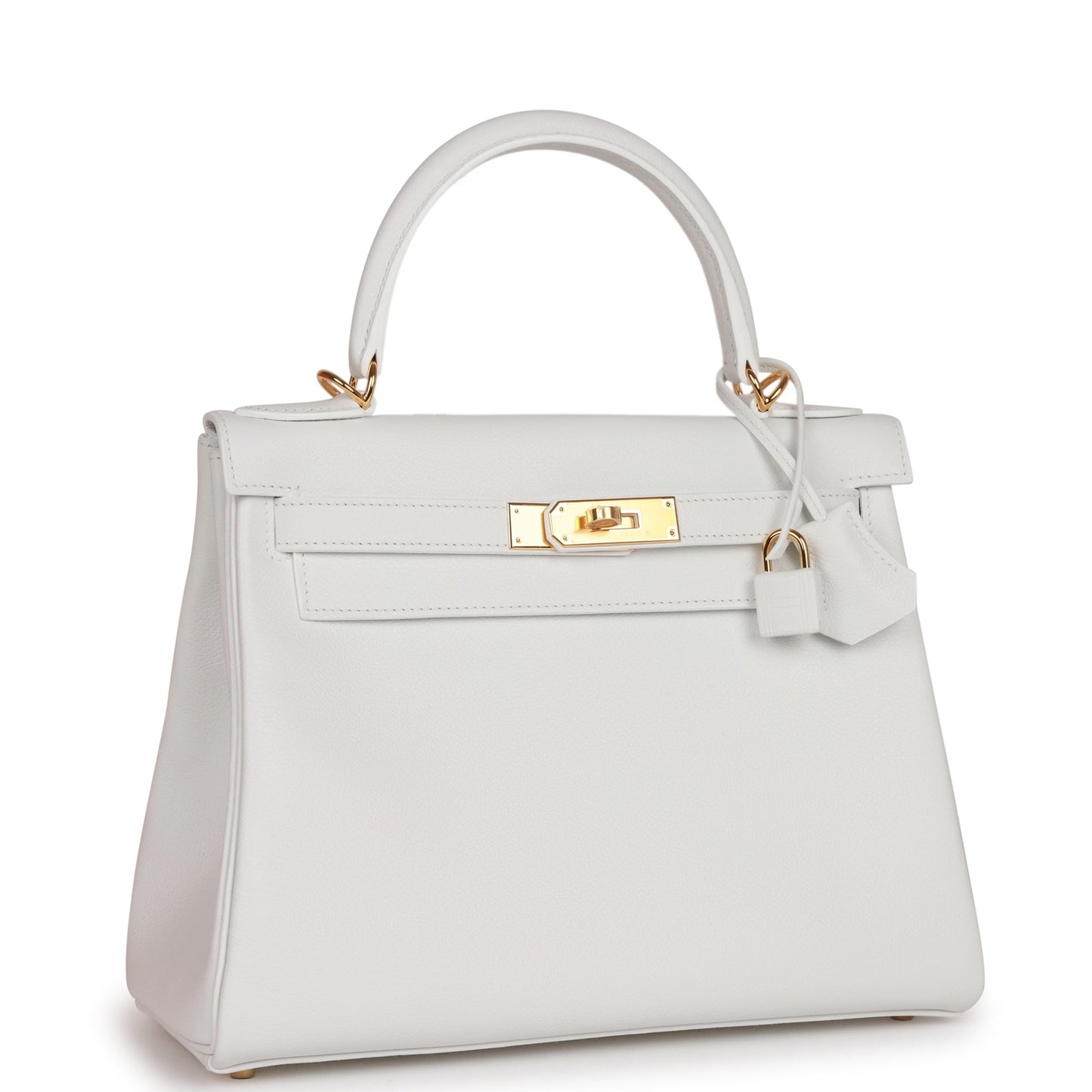 Luxury Hermes Kelly Retourne 28 New White Evercolor Gold Hardware