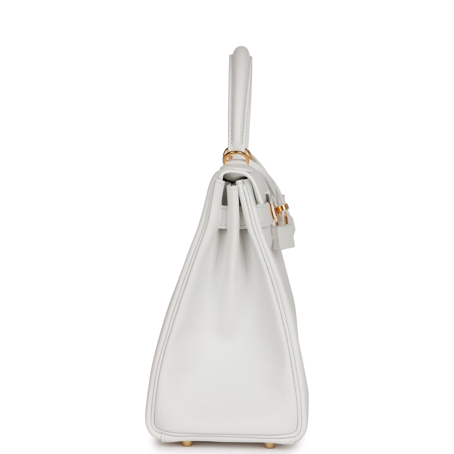 Luxury Hermes Kelly Retourne 28 New White Evercolor Gold Hardware