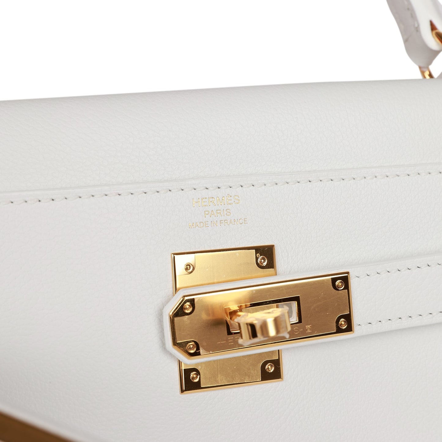 Luxury Hermes Kelly Retourne 28 New White Evercolor Gold Hardware