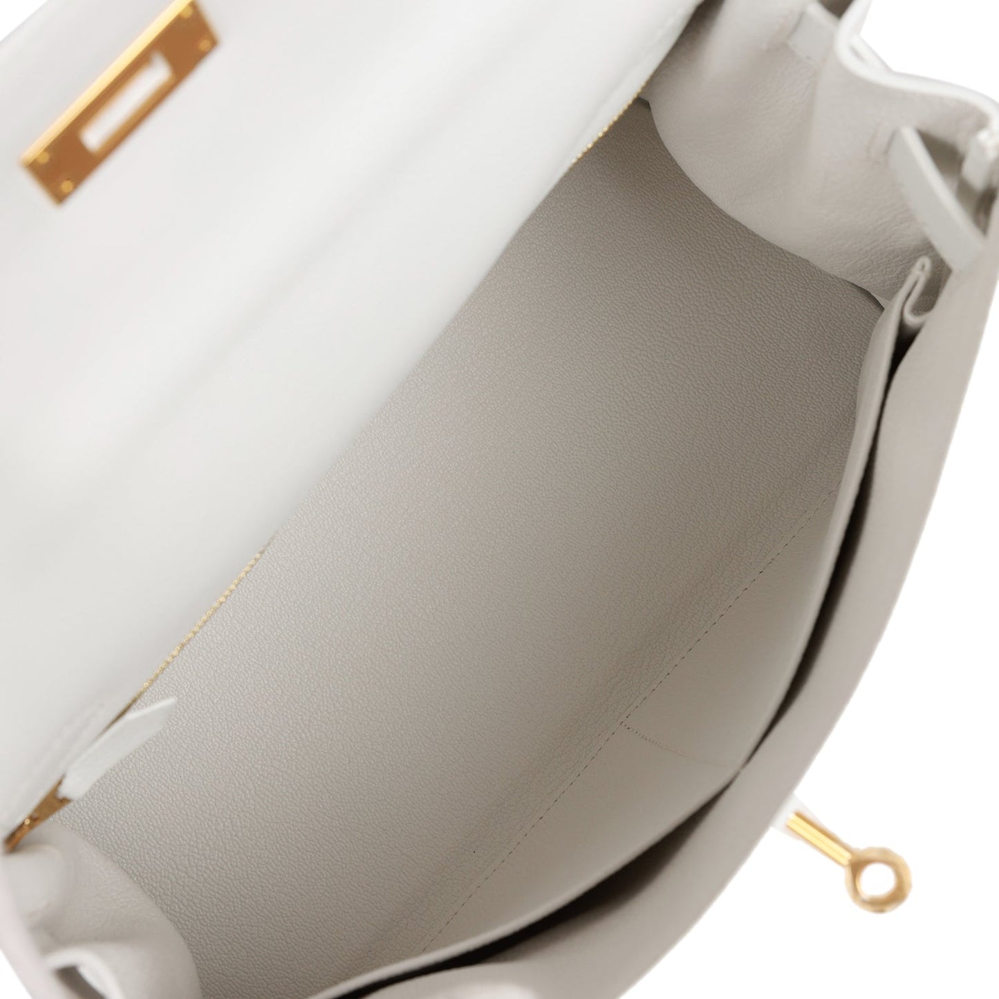 Luxury Hermes Kelly Retourne 28 New White Evercolor Gold Hardware