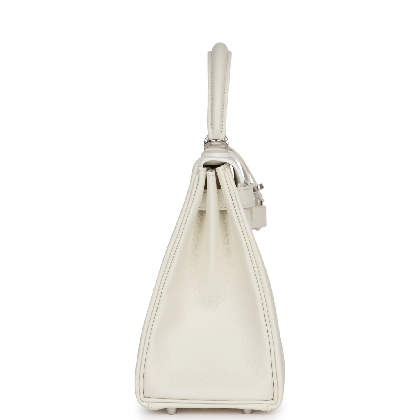 Luxury Hermes Kelly Retourne 28 White Evercolor Palladium Hardware