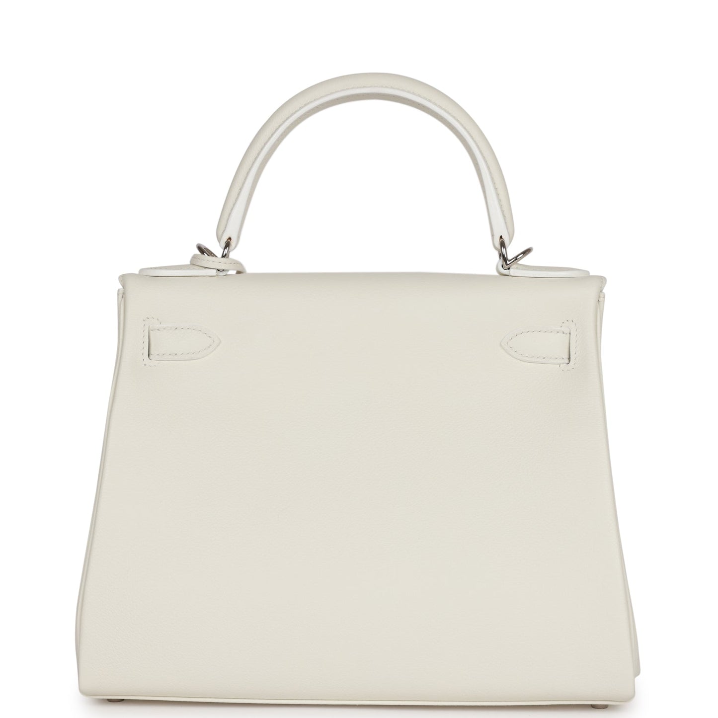 Luxury Hermes Kelly Retourne 28 White Evercolor Palladium Hardware