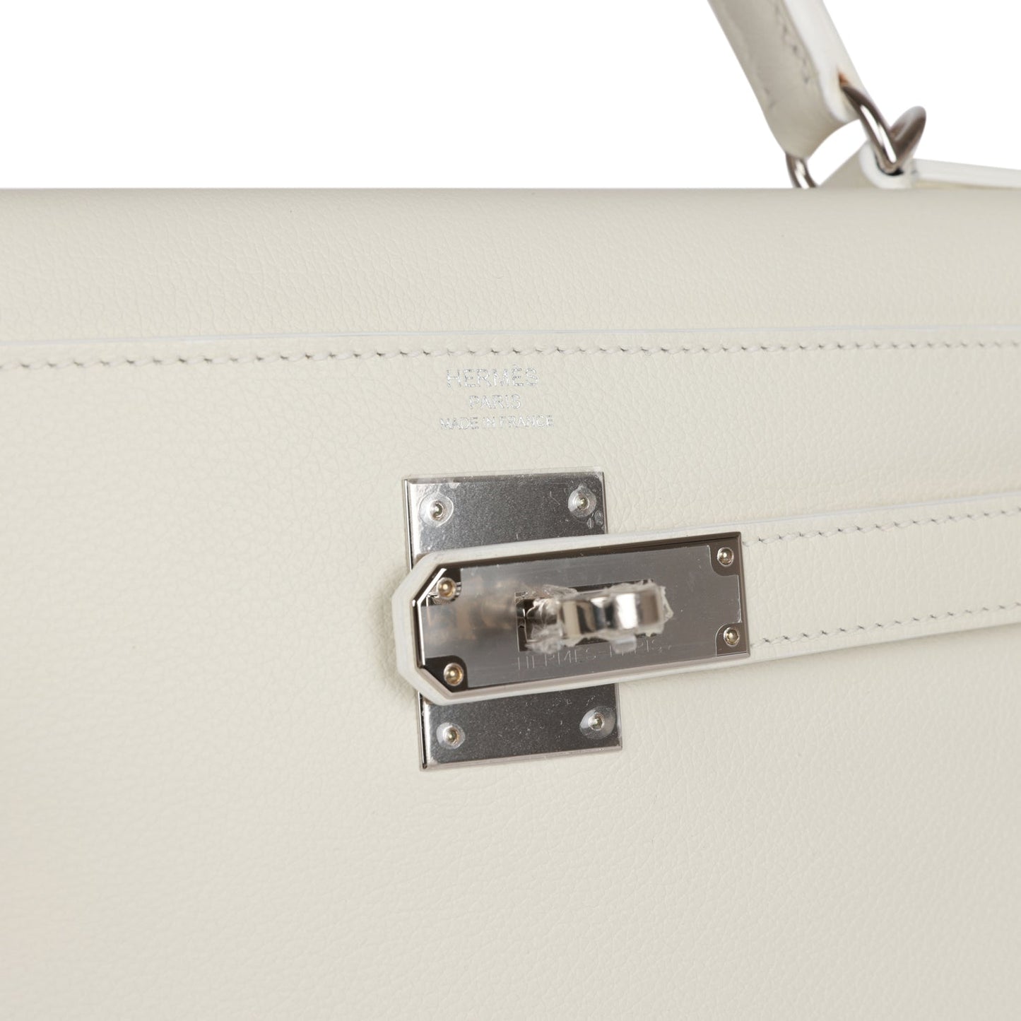 Luxury Hermes Kelly Retourne 28 White Evercolor Palladium Hardware