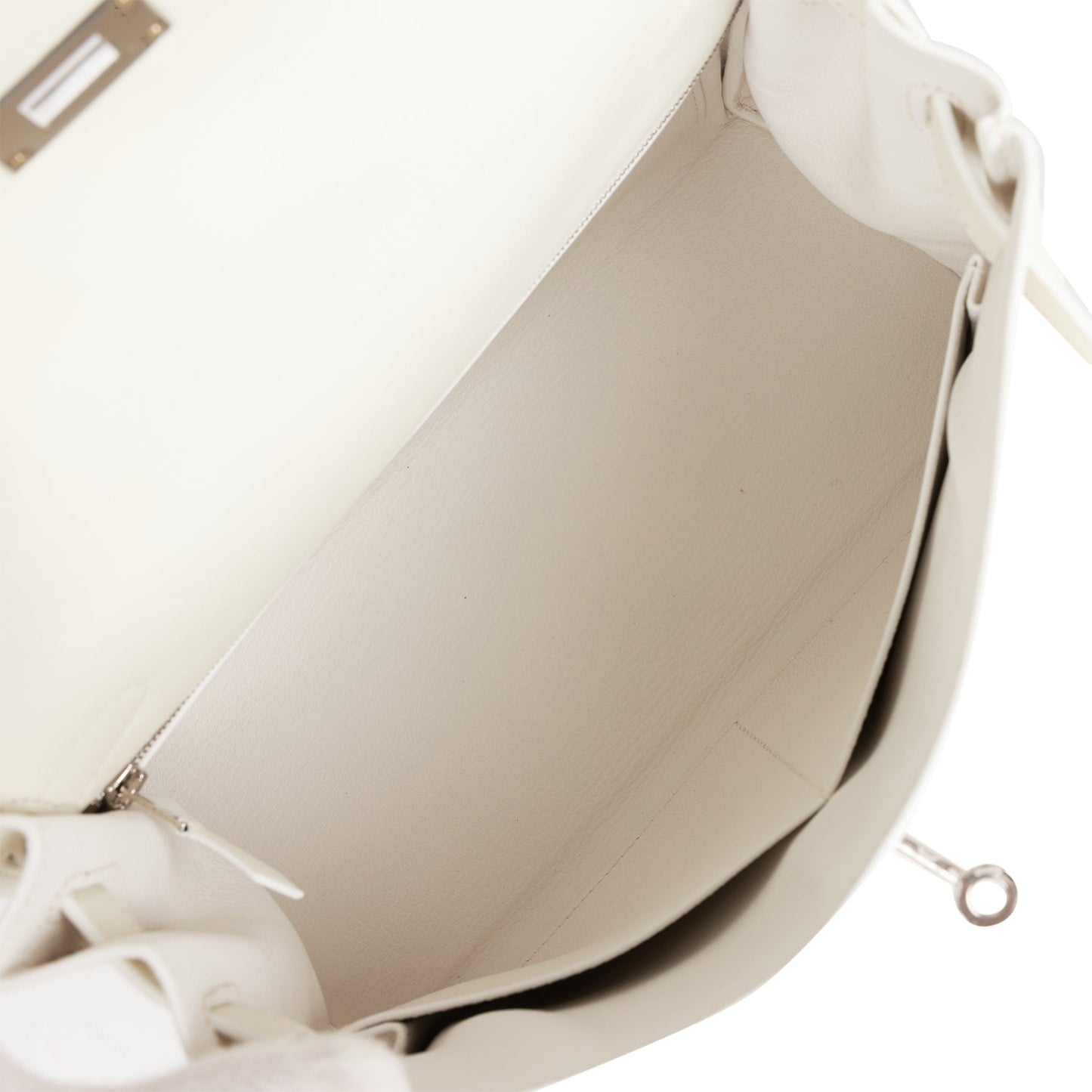 Luxury Hermes Kelly Retourne 28 White Evercolor Palladium Hardware