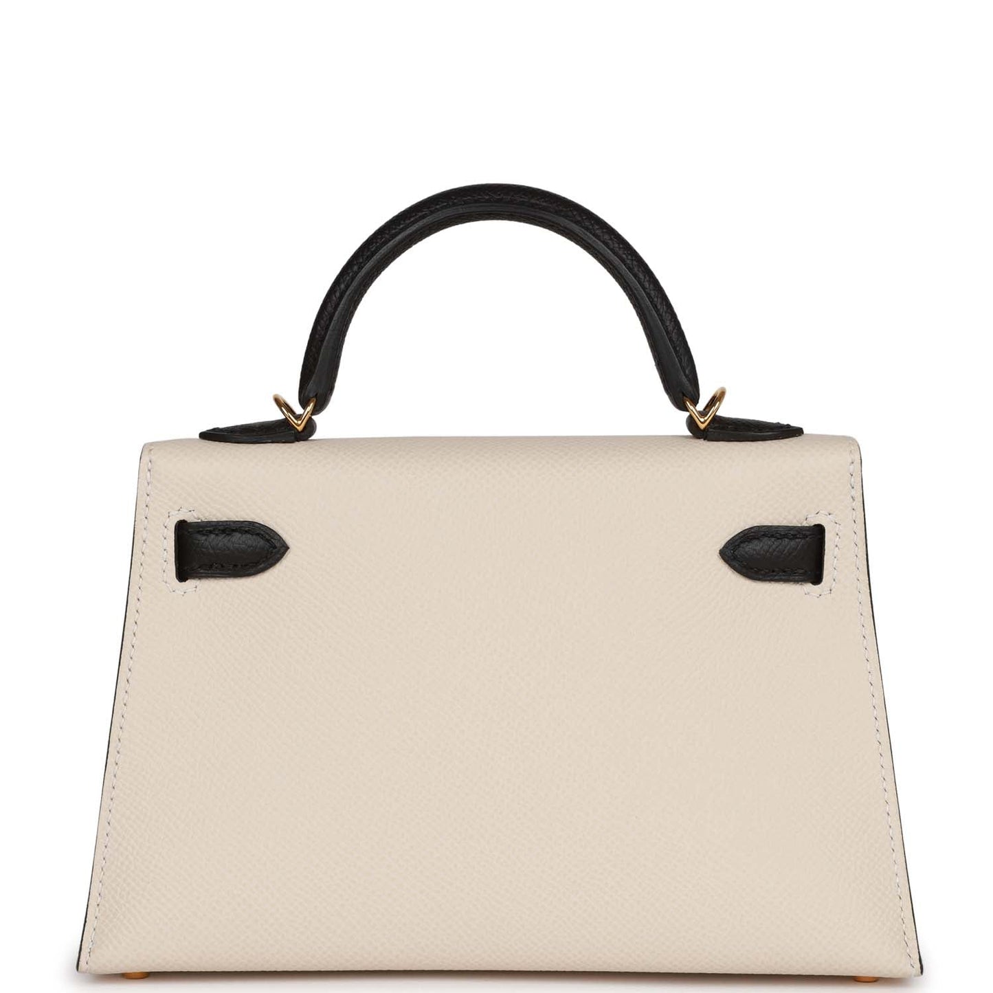 Luxury Hermes Special Order (HSS) Kelly Sellier 20 Craie and Black Epsom Gold Hardware