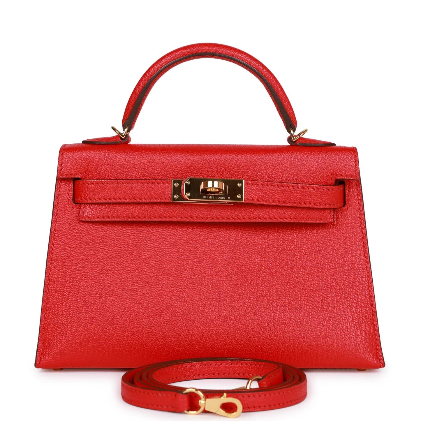 Top Quality Luxury Hermes Kelly 20 Rouge de Coeur Chevre Mysore Gold Hardware