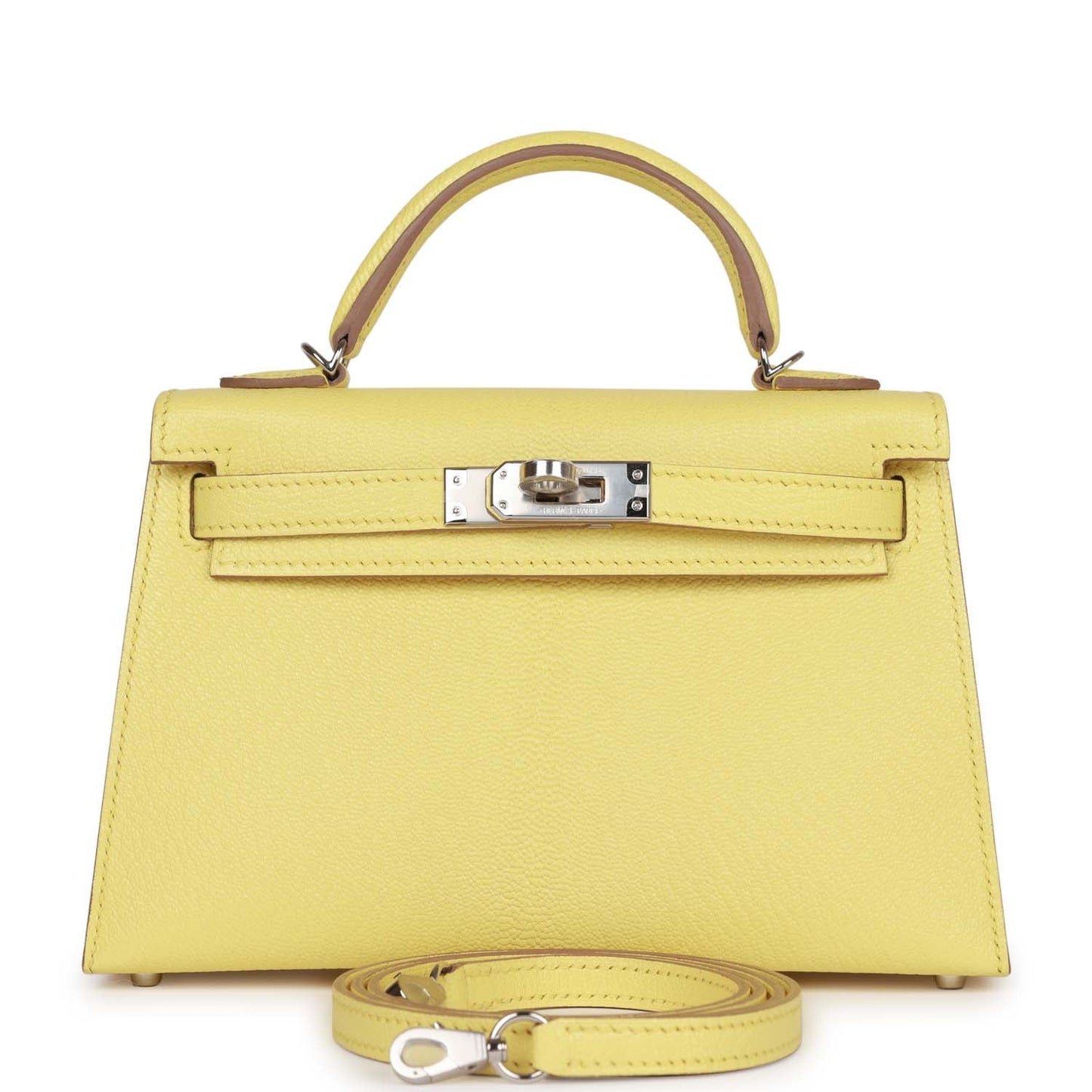 Luxury Hermes Kelly Sellier 20 Limoncello Chevre Palladium Hardware