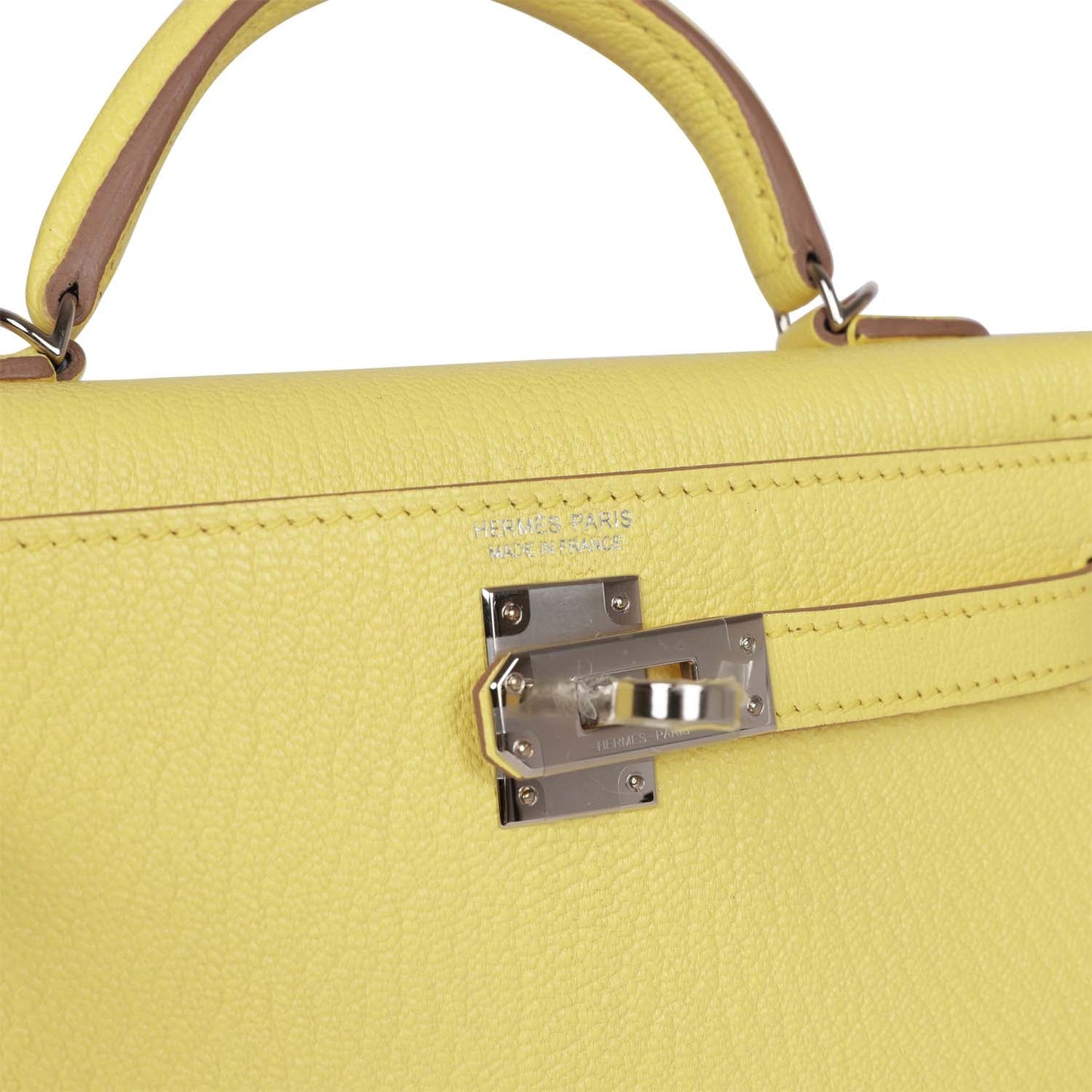 Luxury Hermes Kelly Sellier 20 Limoncello Chevre Palladium Hardware