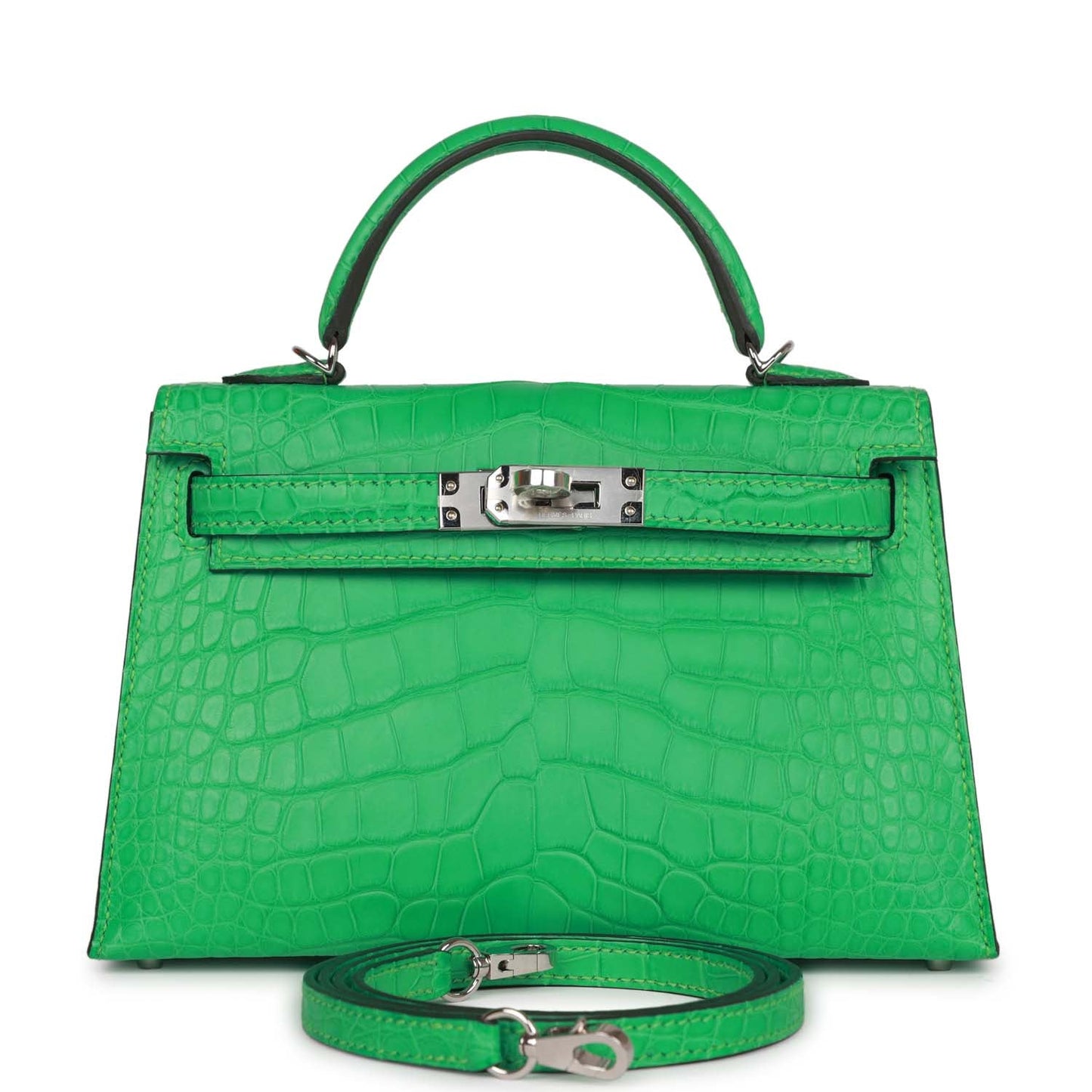 Luxury Hermes Kelly Sellier 20 Vert Comics Matte Alligator Palladium Hardware