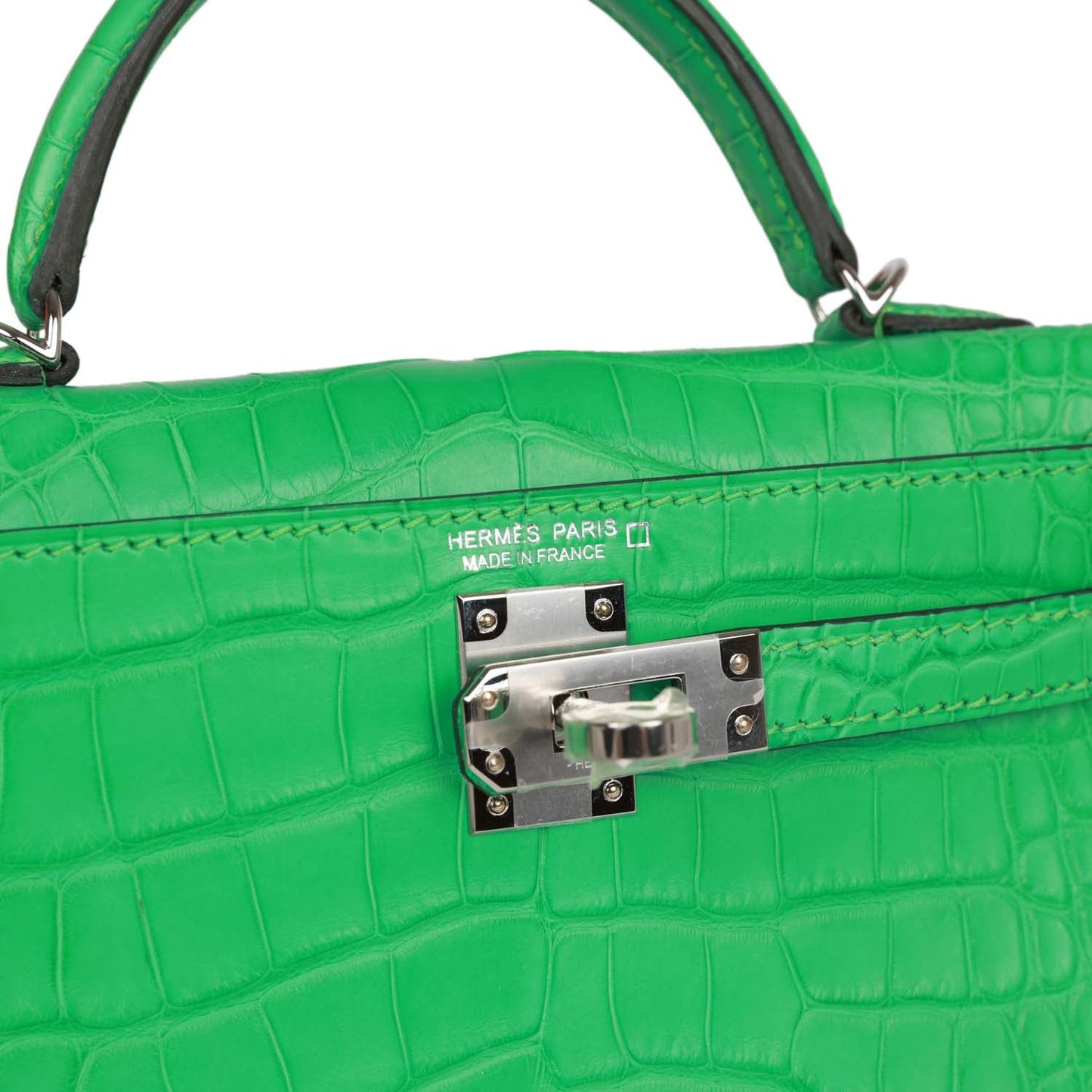 Luxury Hermes Kelly Sellier 20 Vert Comics Matte Alligator Palladium Hardware
