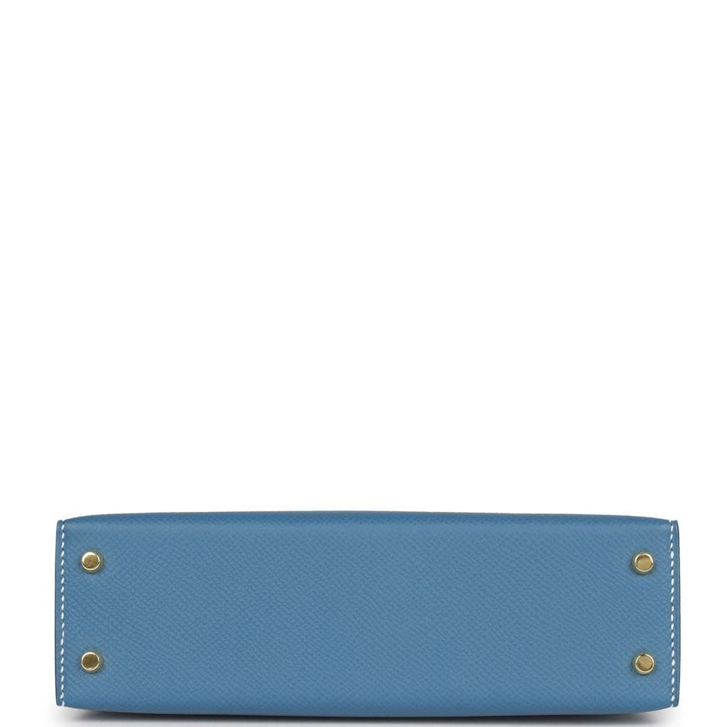 Luxury Hermes Kelly Sellier 20 Blue Jean Epsom Gold Hardware